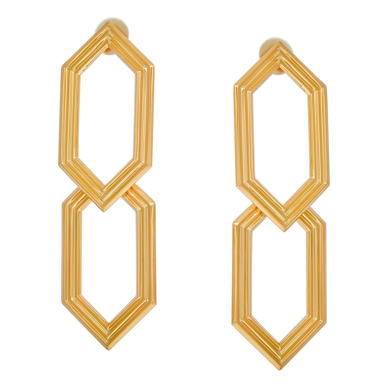 Double gold-plated earrings with relief