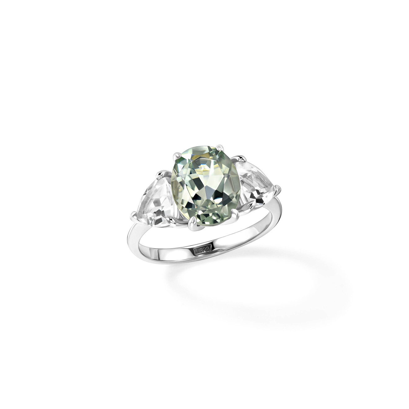 Secrets Кольцо-трио из серебра с зелёным аметистом secrets кольцо из серебра с хрустальным сердцем в позолоте
