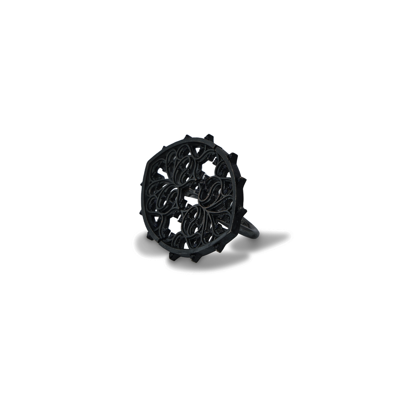 HURUDGANNA Кольцо из черненого серебра «Кудрявая Готика» фото