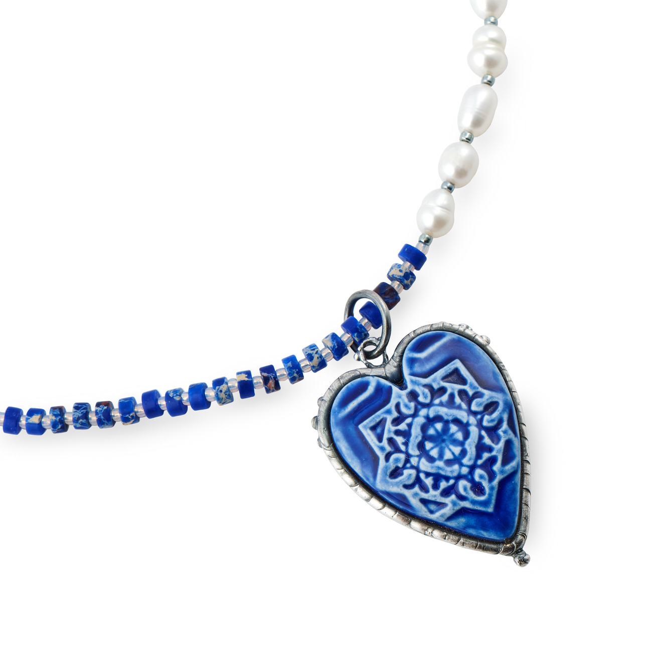 Svarog Sky Колье с синим сердцем из фарфора Изразец изразец расписной усадьба