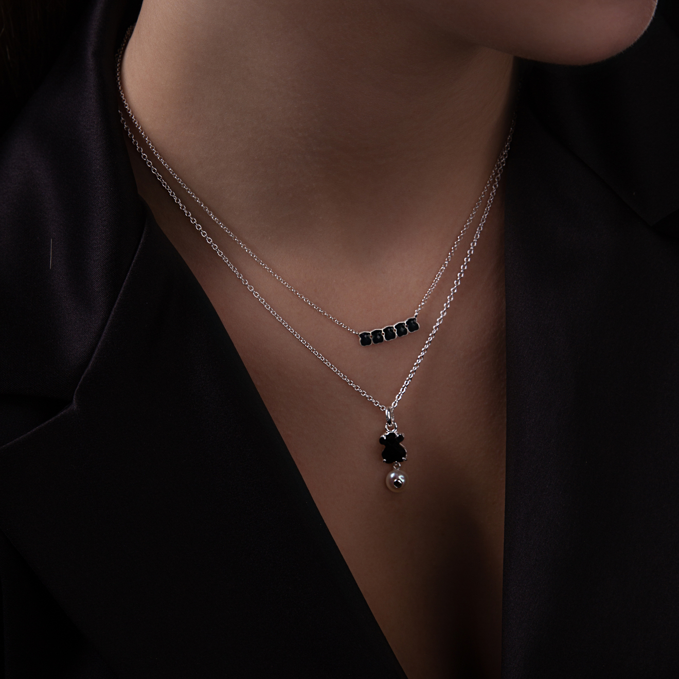 Колье Mini Onix из серебра с ониксом