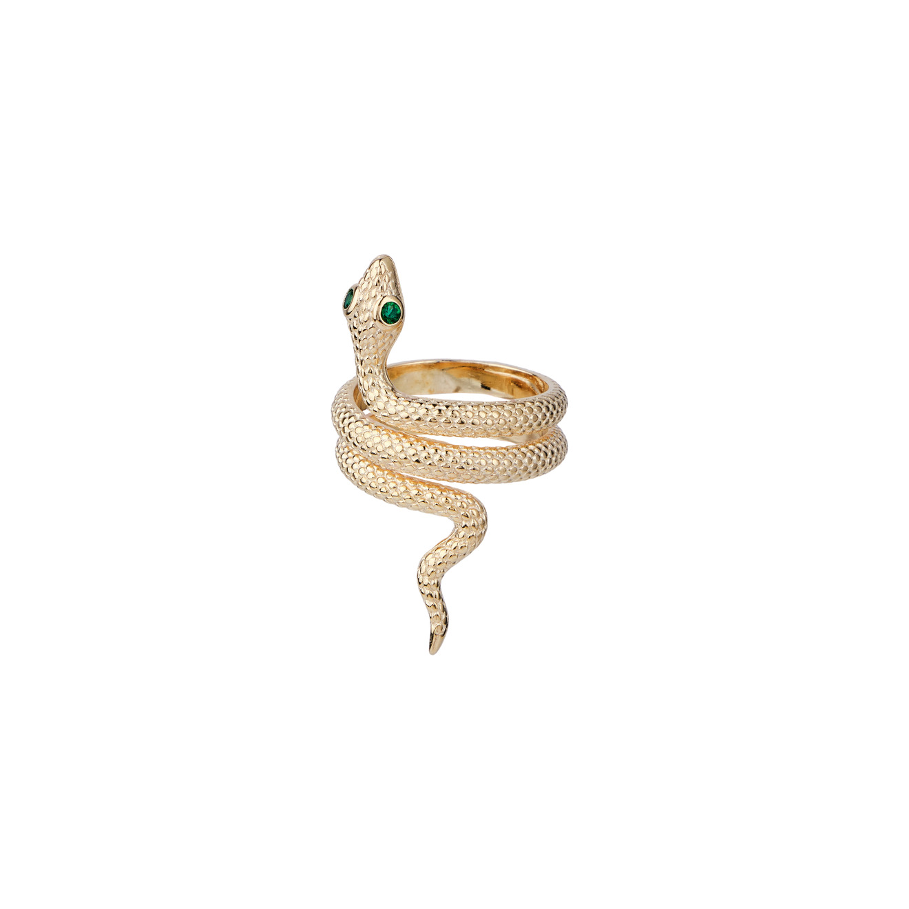 skye позолоченное кольцо плетеное SKYE Позолоченное кольцо Snake с зелёными фианитами
