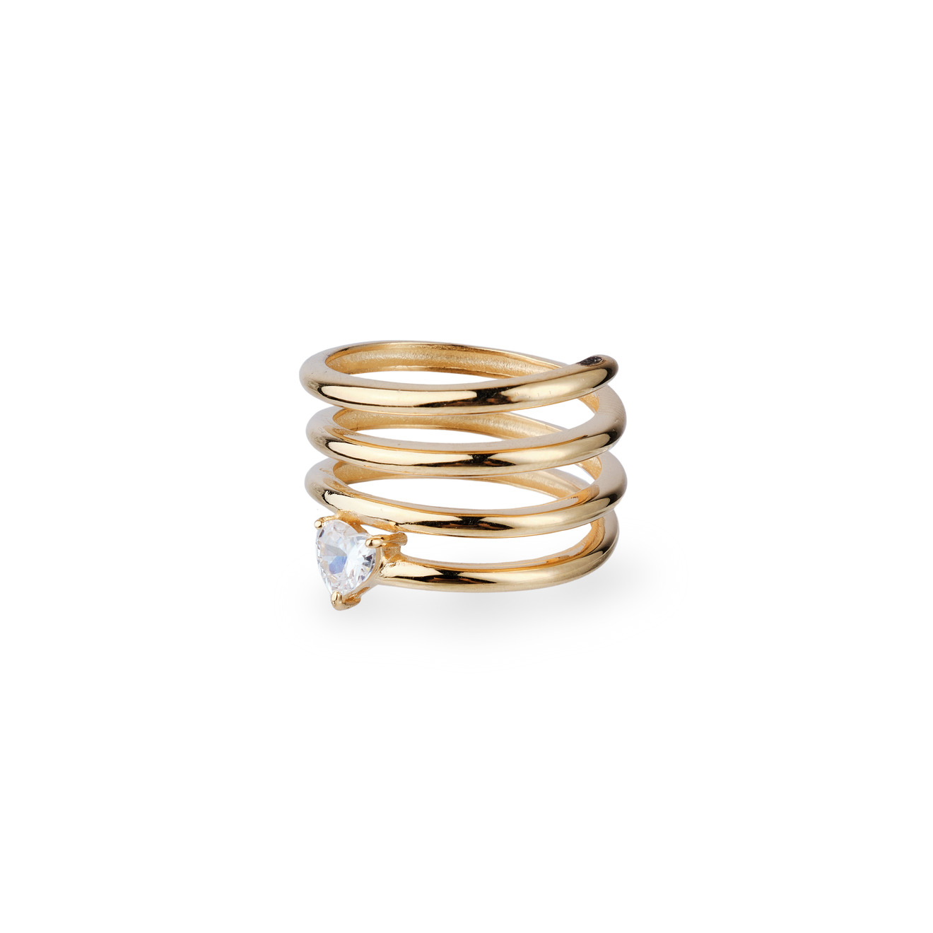 SKYE Позолоченое кольцо-спираль из серебра skye позолоченое кольцо из серебра с подвеской сердечком и рубином