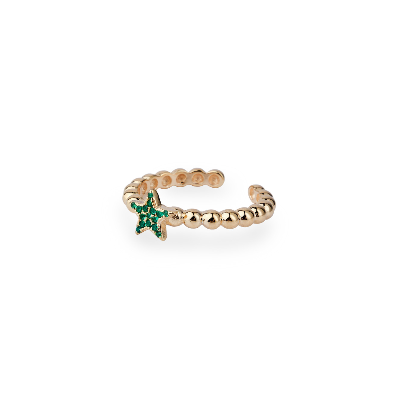 SKYE Позолоченное кольцо из серебра с звездой изумрудного цвета skye позолоченное кольцо snake с зелёными фианитами