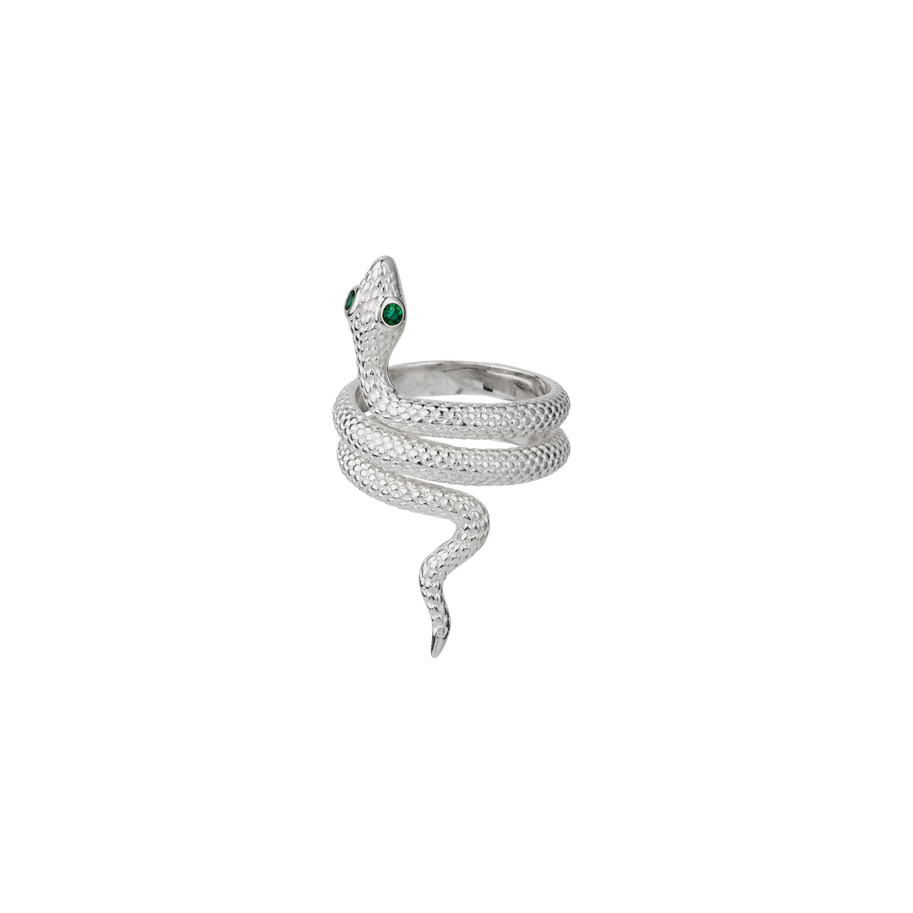 SKYE Кольцо Snake из серебра с зелёными фианитами skye позолоченое кольцо из серебра с подвеской сердечком и рубином