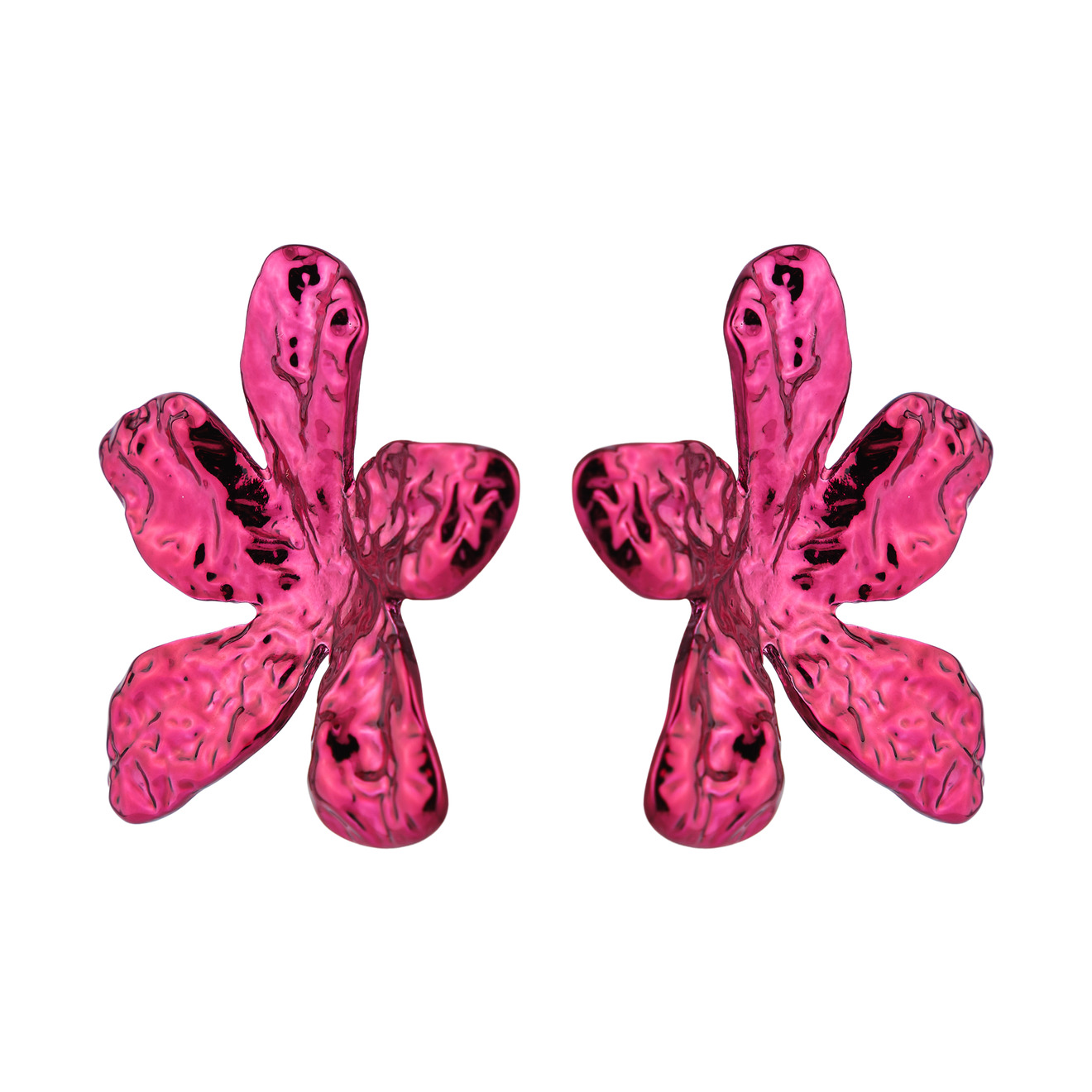 Free Form Jewelry Розовые мятые серьги-цветы облегченные мятые серьги kalinka