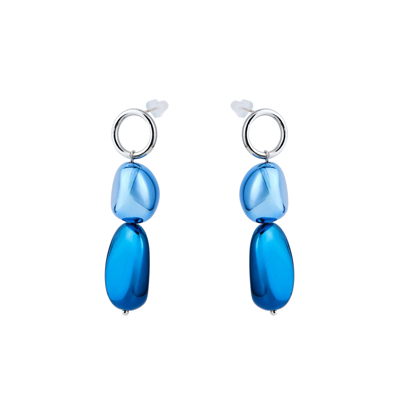 цена Free Form Jewelry Серебристые серьги с синим камнем