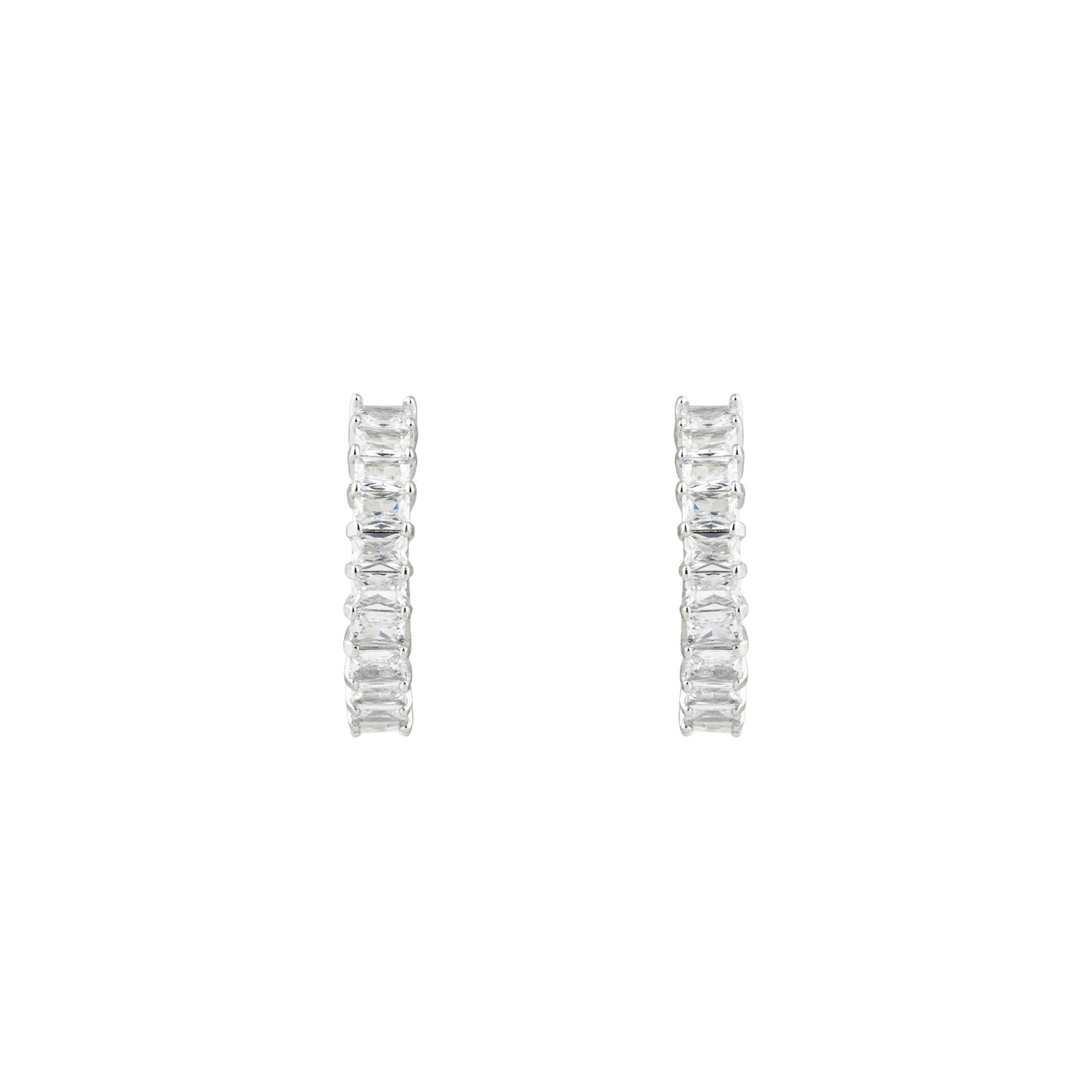 SKYE Серьги-кольца из серебра с прямоугольными камнями skye серьги из серебра с подвеской и белым круглым кристаллом