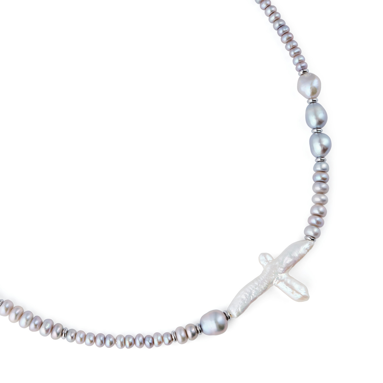 Kotlo Studio Silver Pearl. Колье из серебристого жемчуга с крестом phenomenal studio колье из жемчуга pearly pearl