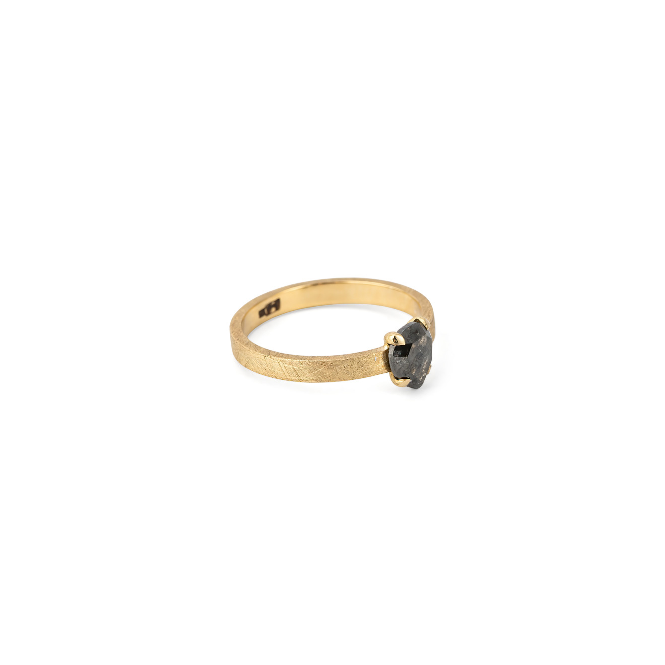 Kintsugi Jewelry Золотое кольцо Open heart с серым бриллиантом