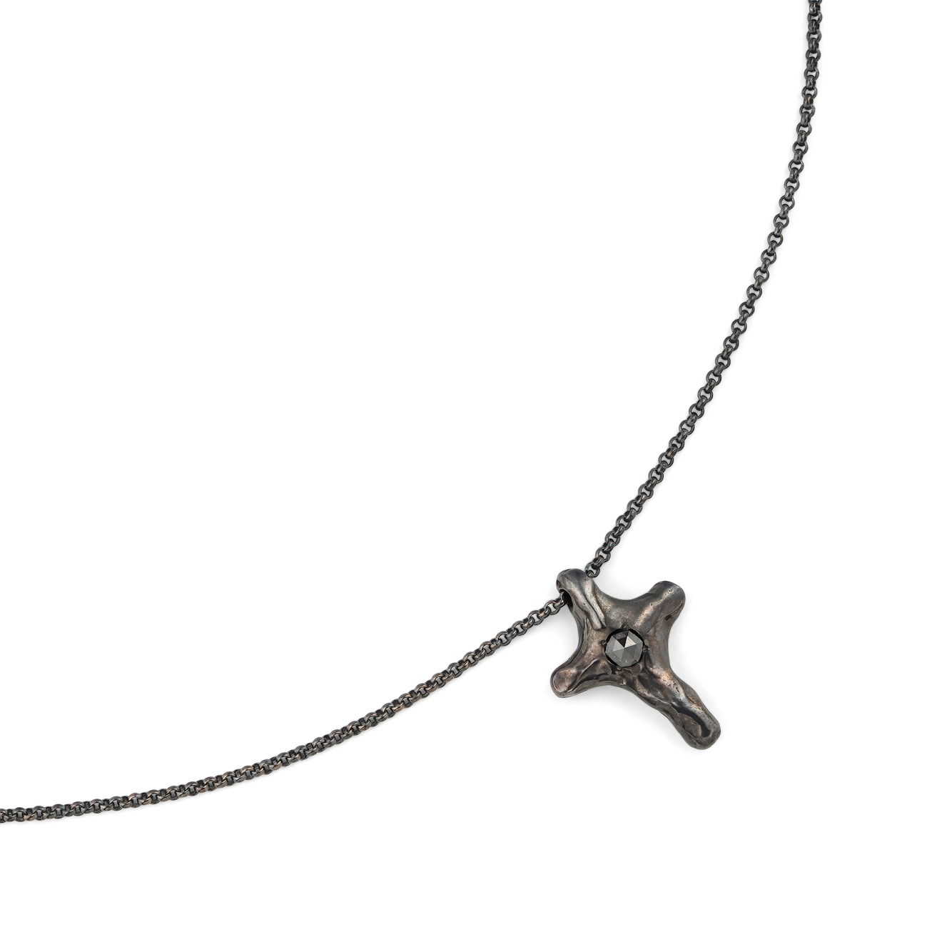 kintsugi jewelry кулон крест из серебра со вставкой из шпинели Kintsugi Jewelry Подвеска-крест Wabi Sabi из серебра