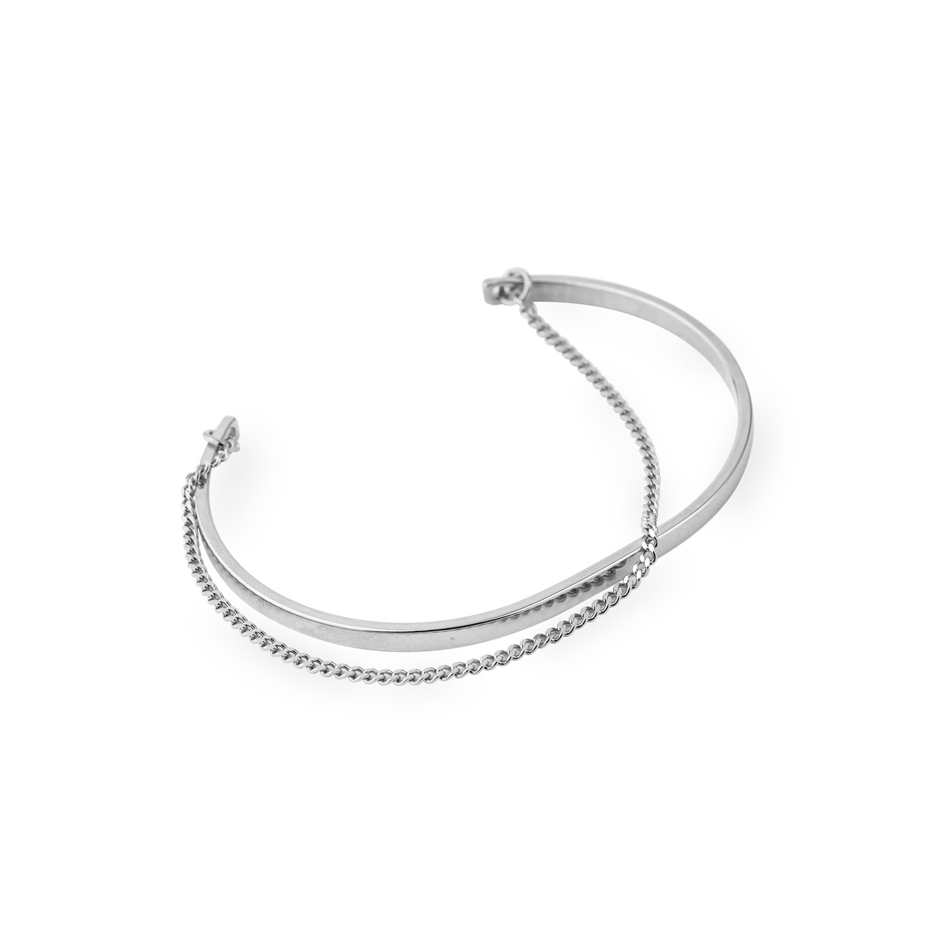 Free Form Jewelry Серебристый незавершенный браслет с цепью