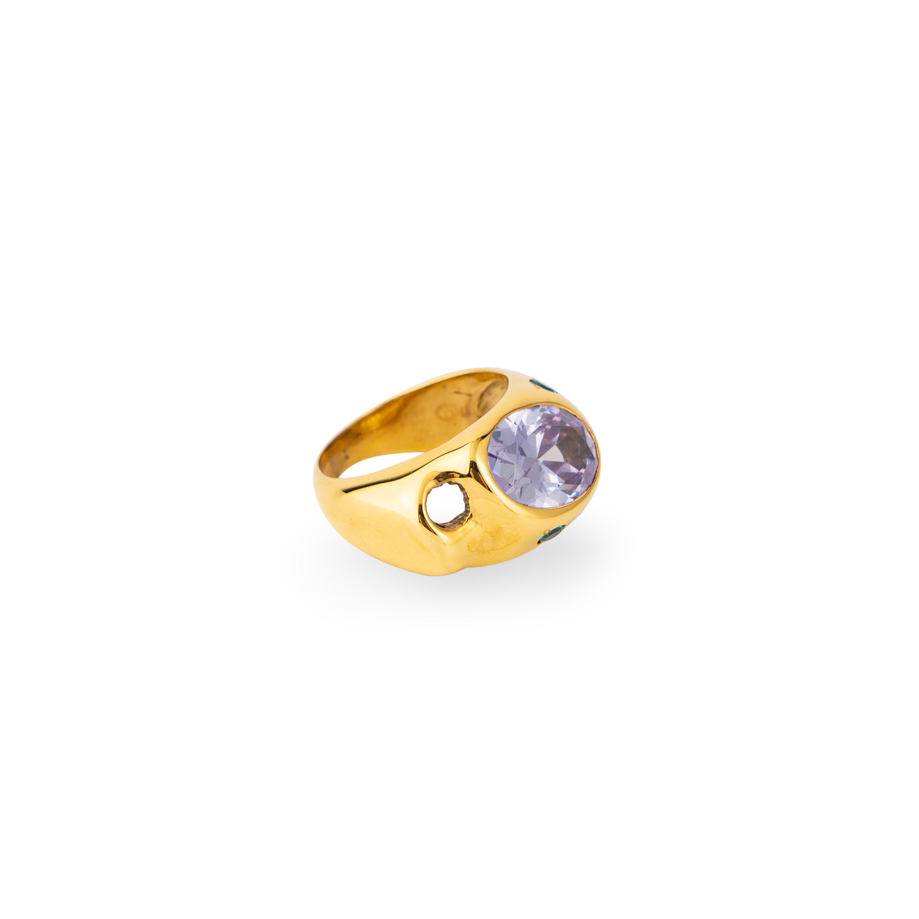 Janashia Золотистое кольцо Ava волнообразной формы со вставками из розово-голубых кристаллов janashia объемное позолоченное кольцо с жемчугом