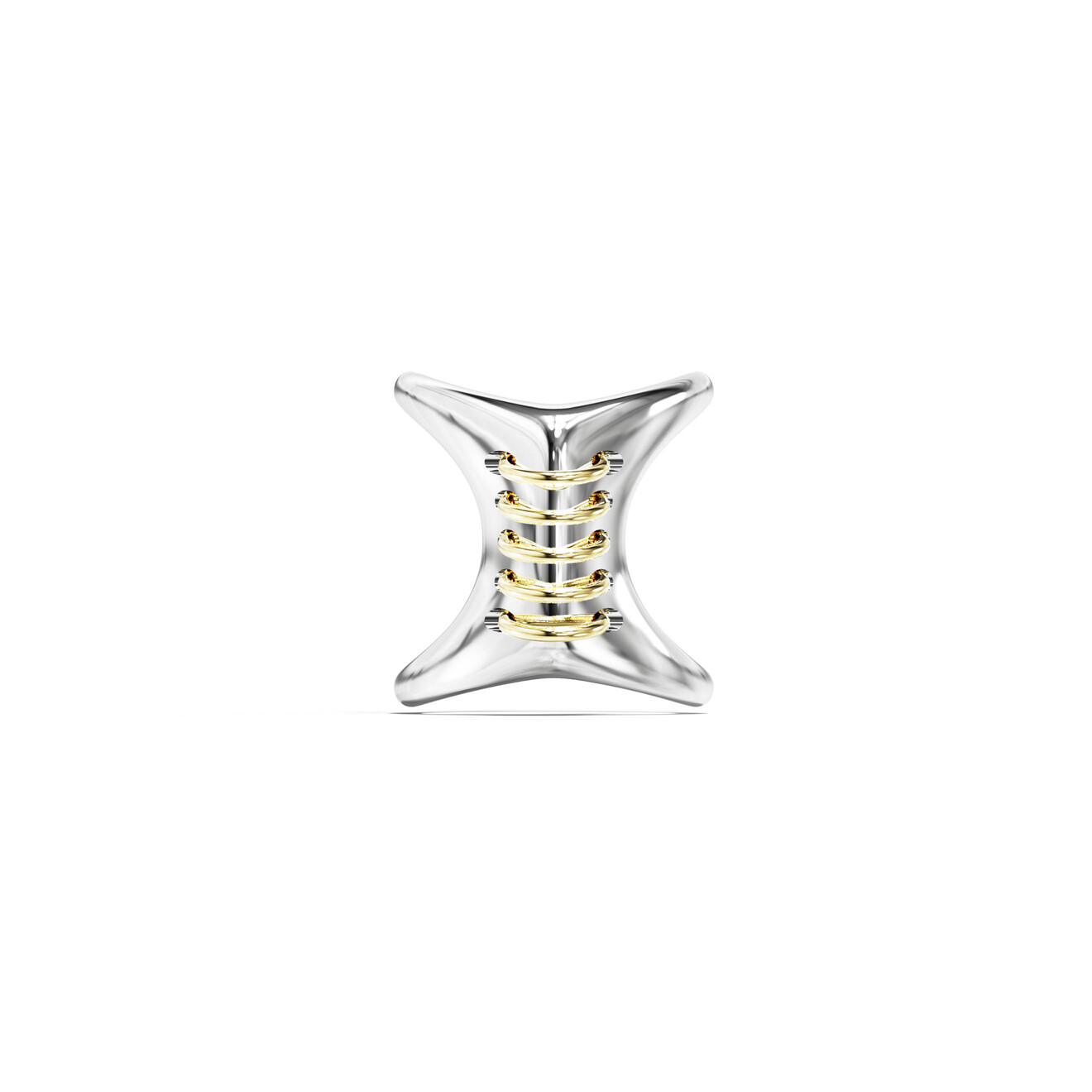 tilda двойное биколорное кольцо нимб из серебра с позолотой Jewlia Биколорное кольцо-корсет из серебра