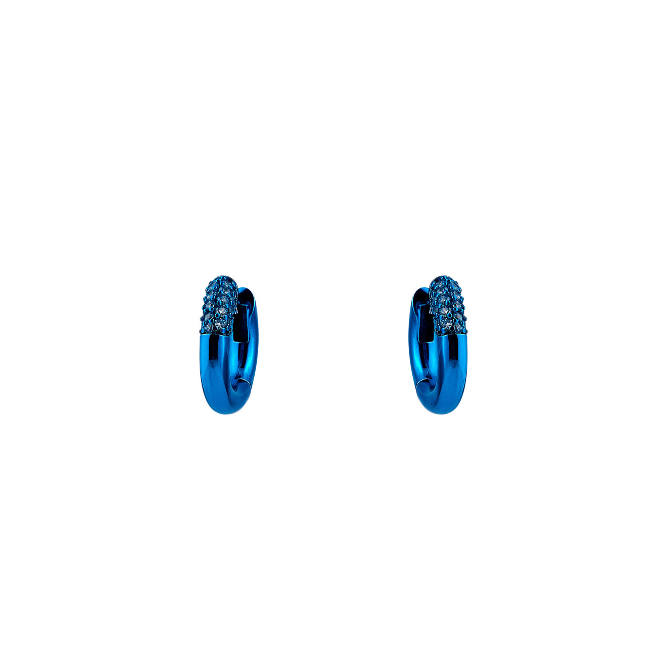 цена ESHVI Голубые серьги-хупы с кристаллами