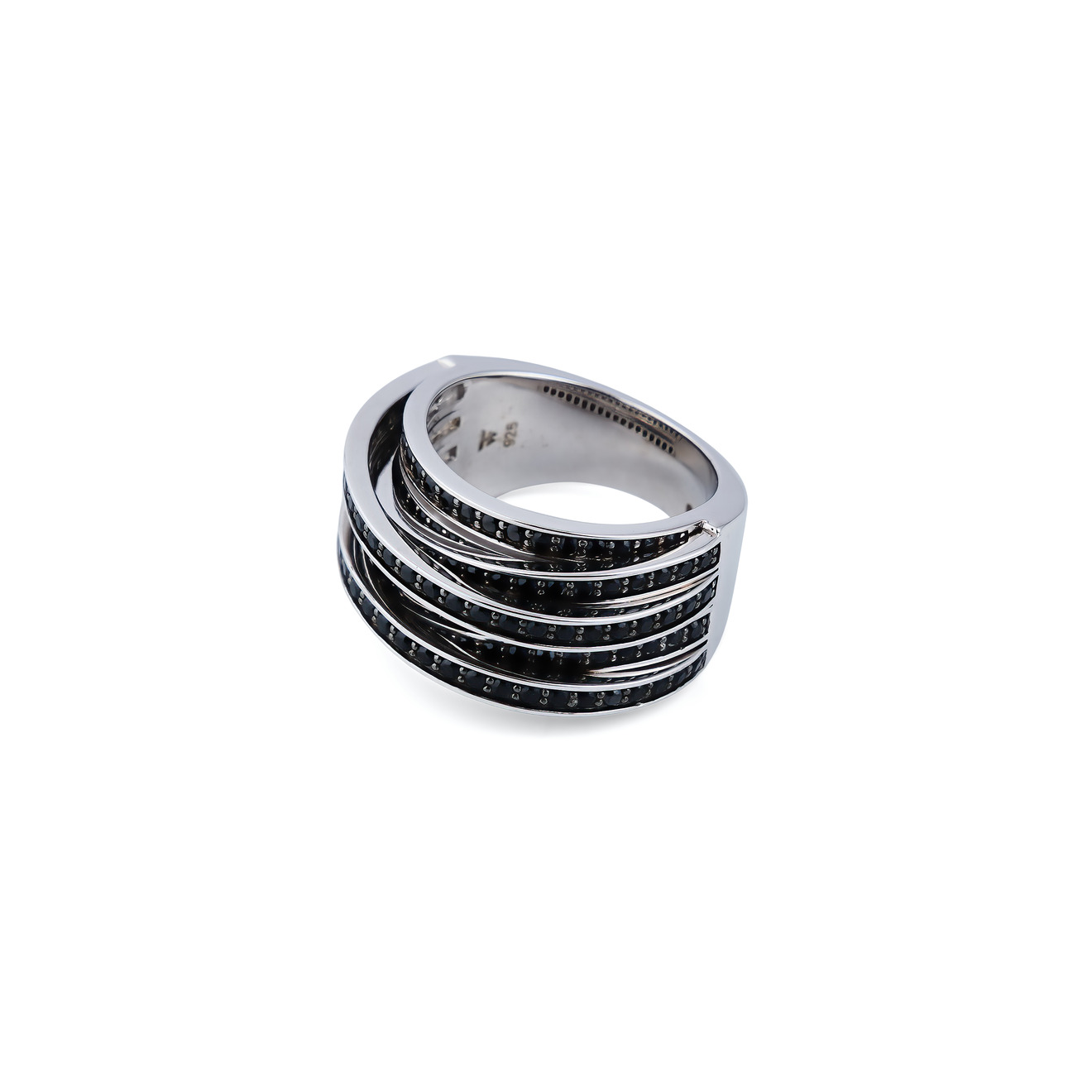 tom wood тонкое кольцо orb из серебра с белыми кристаллами Tom Wood Кольцо Orb из серебра с черной шпинелью (M)