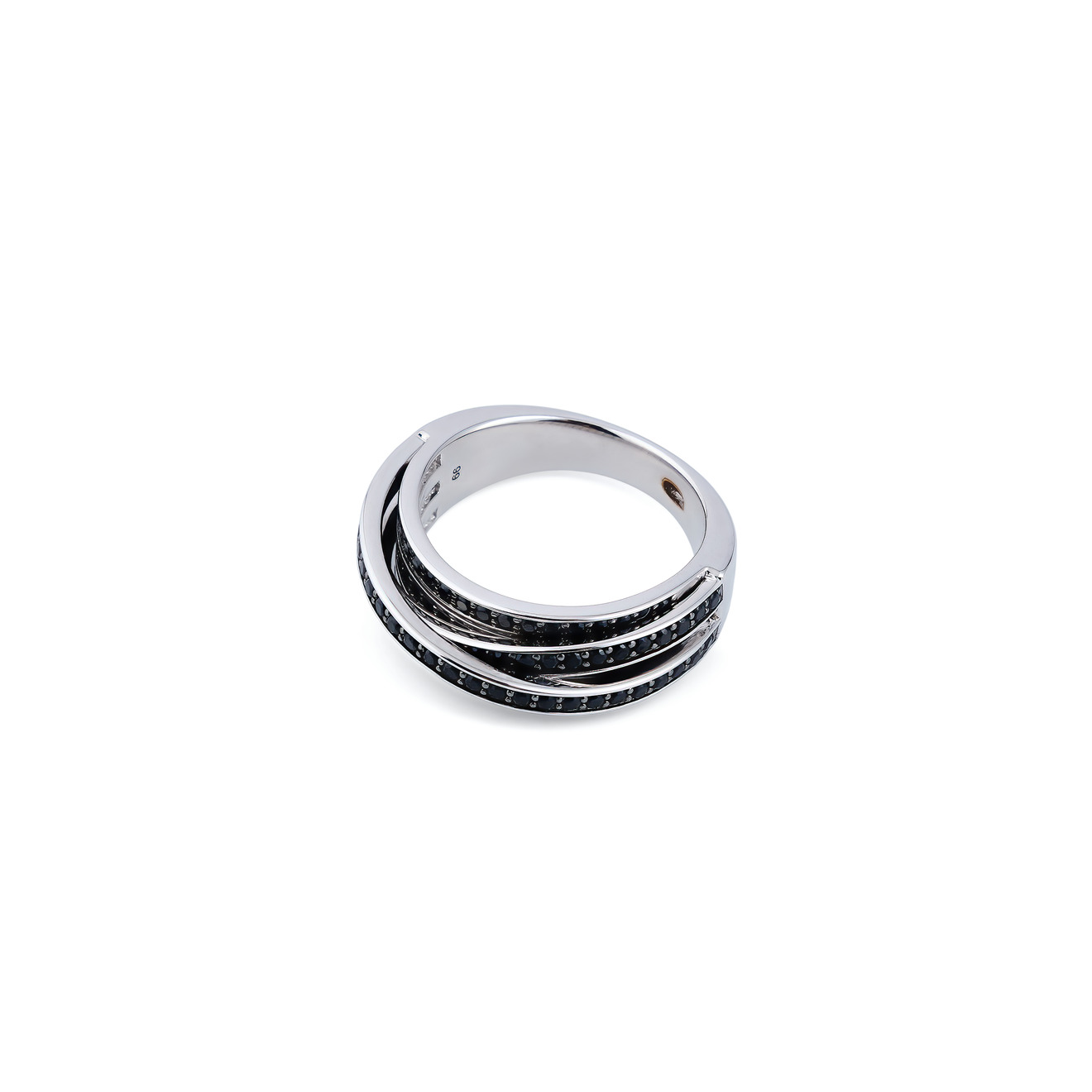Tom Wood Тонкое кольцо из серебра Orb с черной шпинелью (M) tom wood кольцо vault doubleс чёрной шпинелью