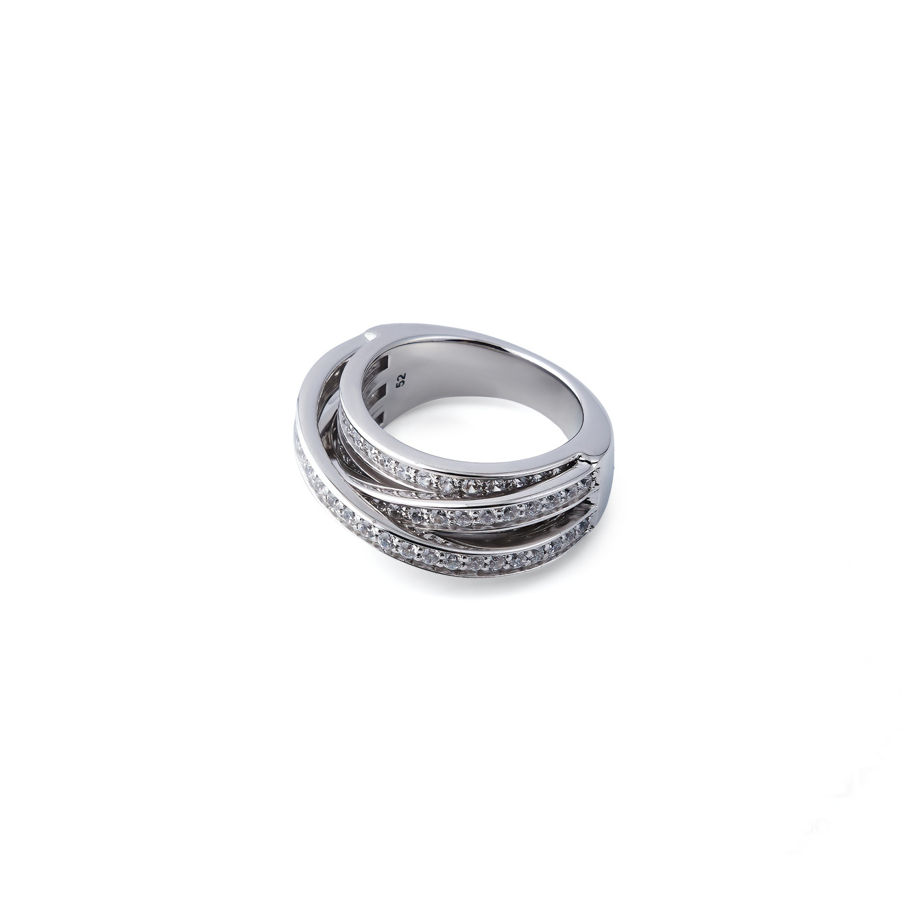 цена Tom Wood Тонкое кольцо Orb из серебра с белыми кристаллами