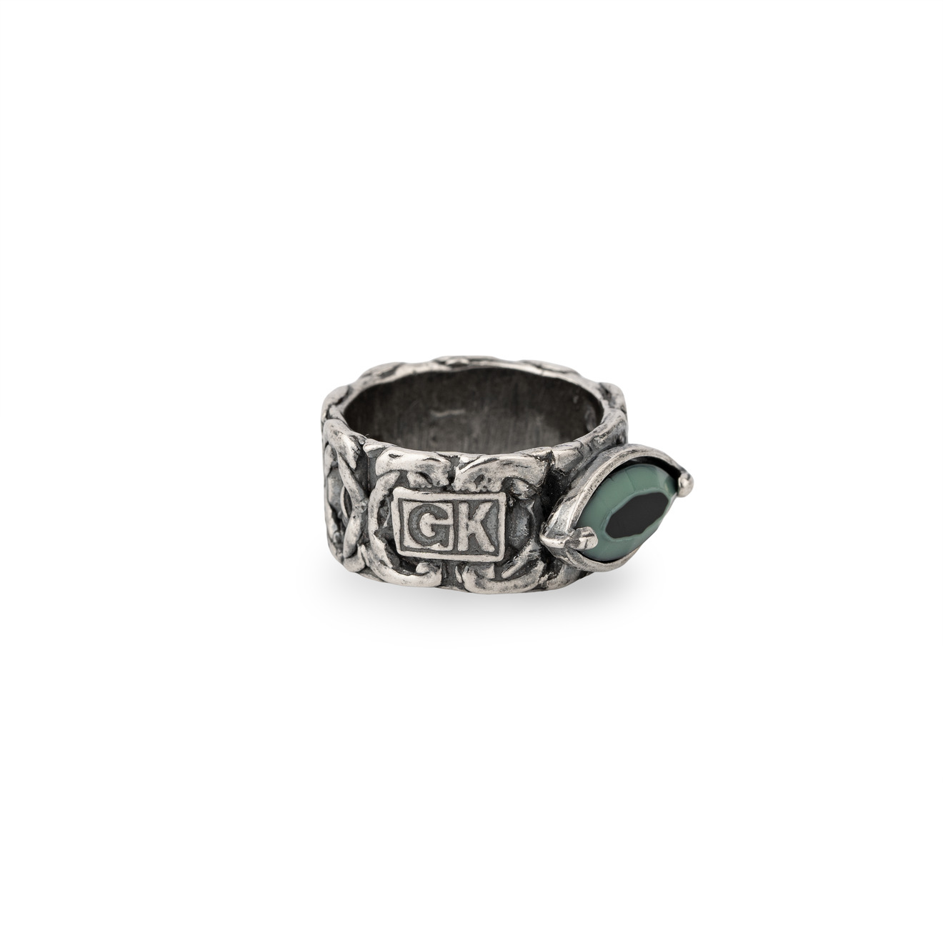 Gem Kingdom Кольцо из серебра с винтажным зеленым камнем