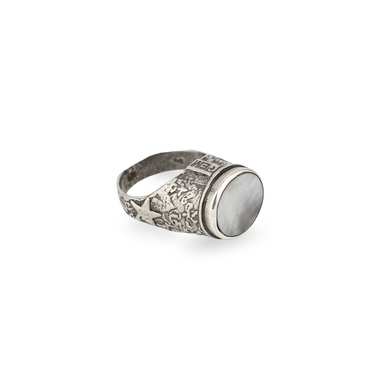 gem kingdom серебряное кольцо с вставкой из винтажного стекла Gem Kingdom Кольцо из серебра с вставкой из белого перламутра