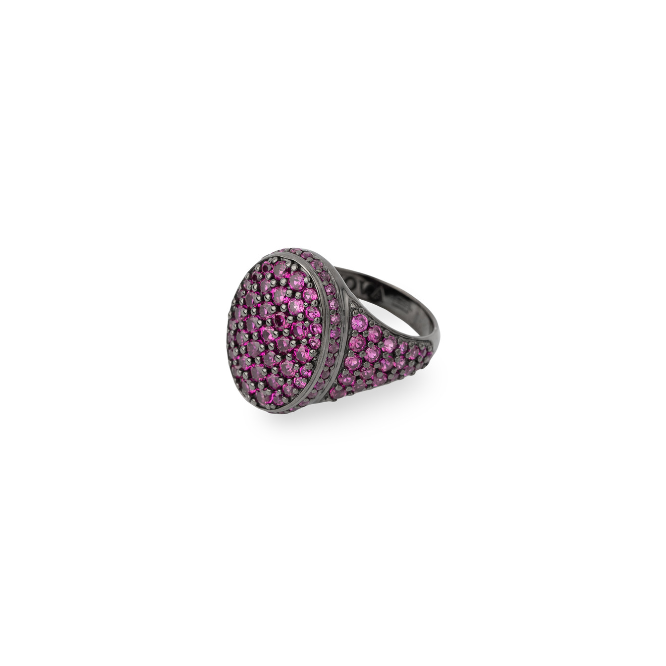 кольцо с фианитами из серебра AMOVA Кольцо-печатка из серебра с рубиновыми фианитами