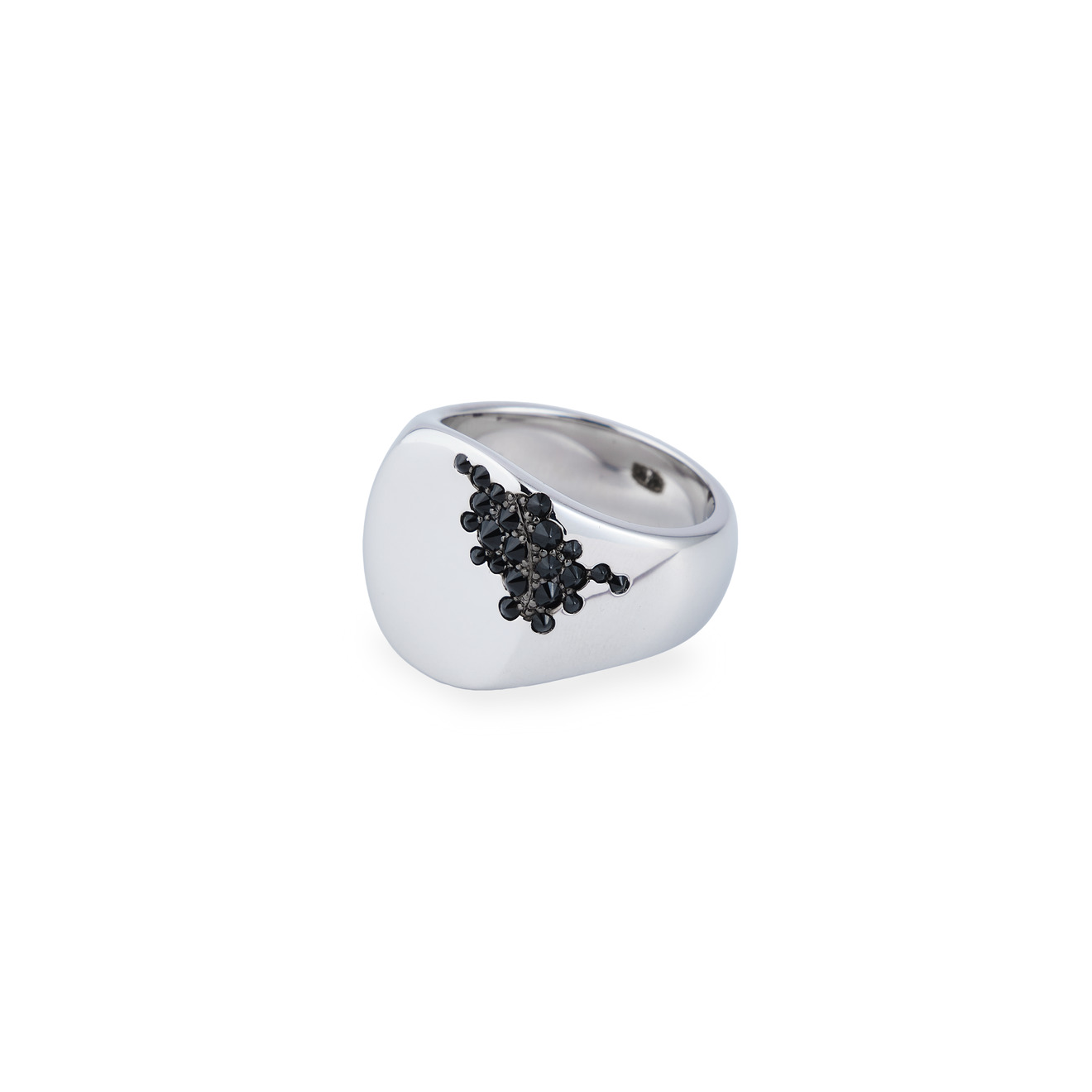 tom wood кольцо печатка из серебра с топазами Tom Wood Кольцо-печатка круглое Black Molecule