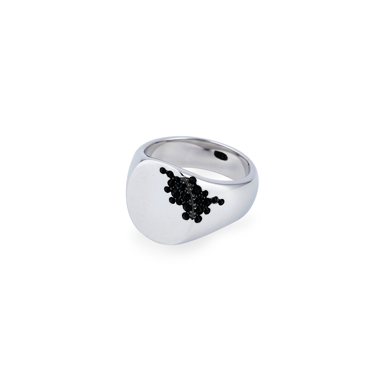 tom wood кольцо печатка из серебра с топазами Tom Wood Мужское кольцо-печатка круглое Black Molecule