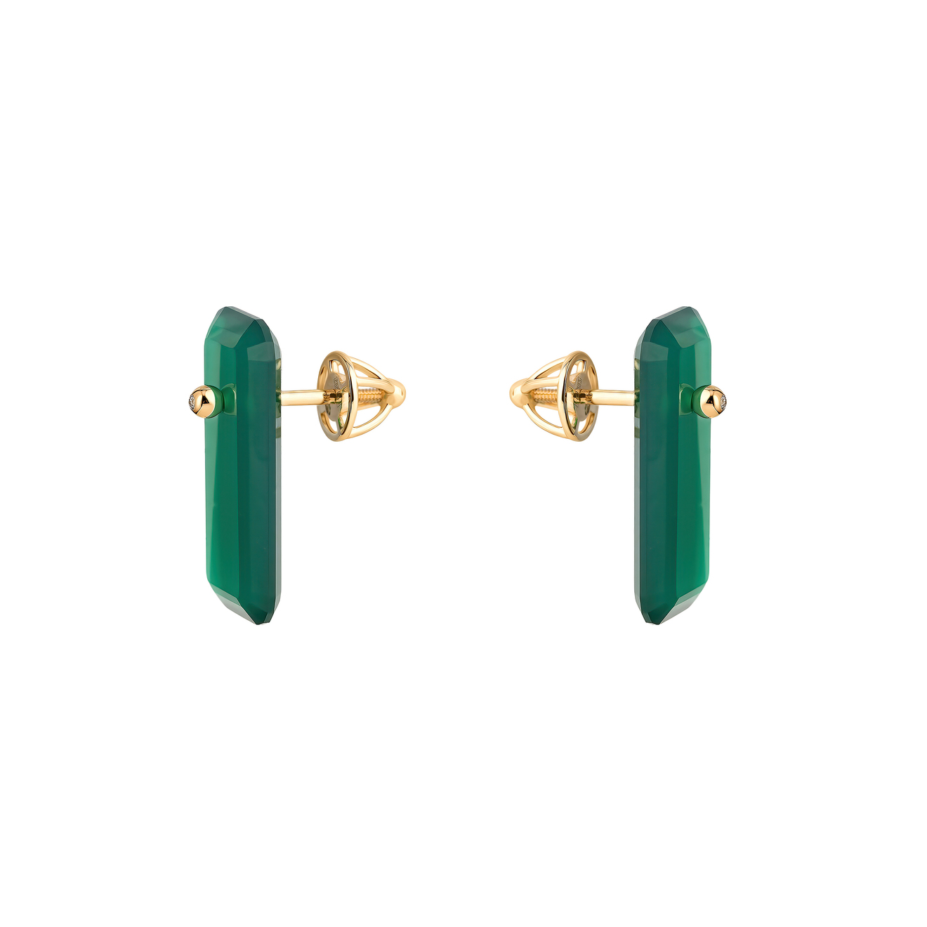Anima Серьги из золота с зеленым ониксом и бриллиантами anima кольцо из золота с зеленым ониксом