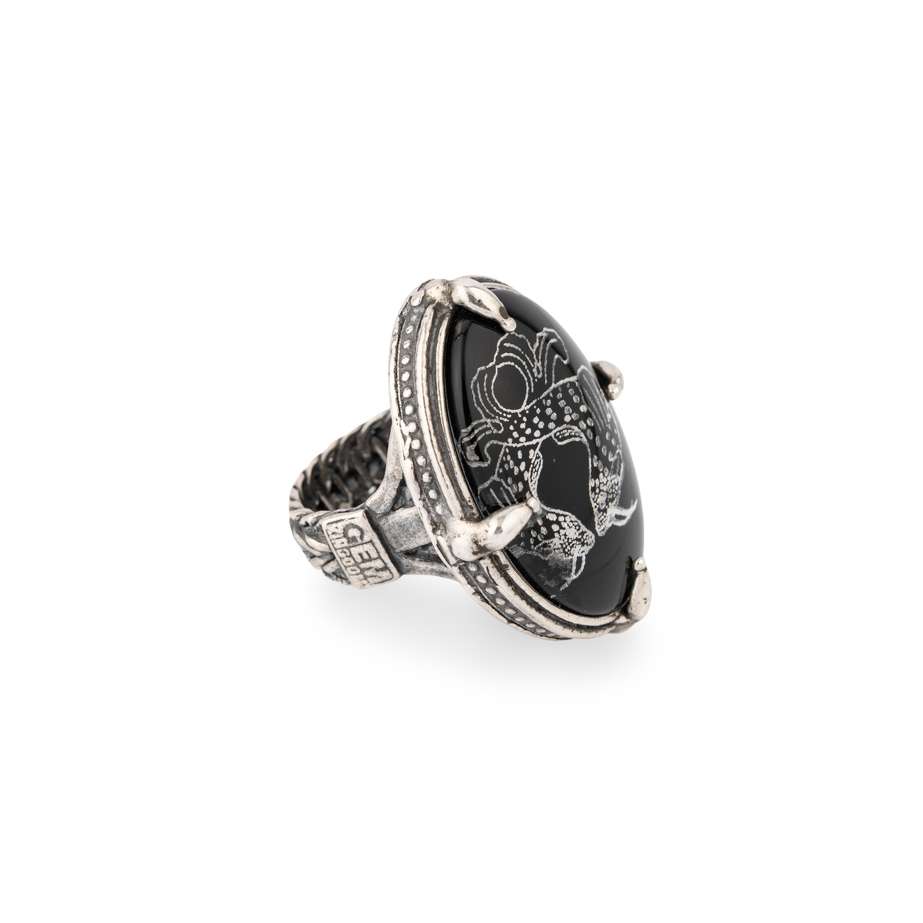 Gem Kingdom Кольцо из серебра с изображением рыб на хрустале gem kingdom плетеное кольцо из серебра с чернением