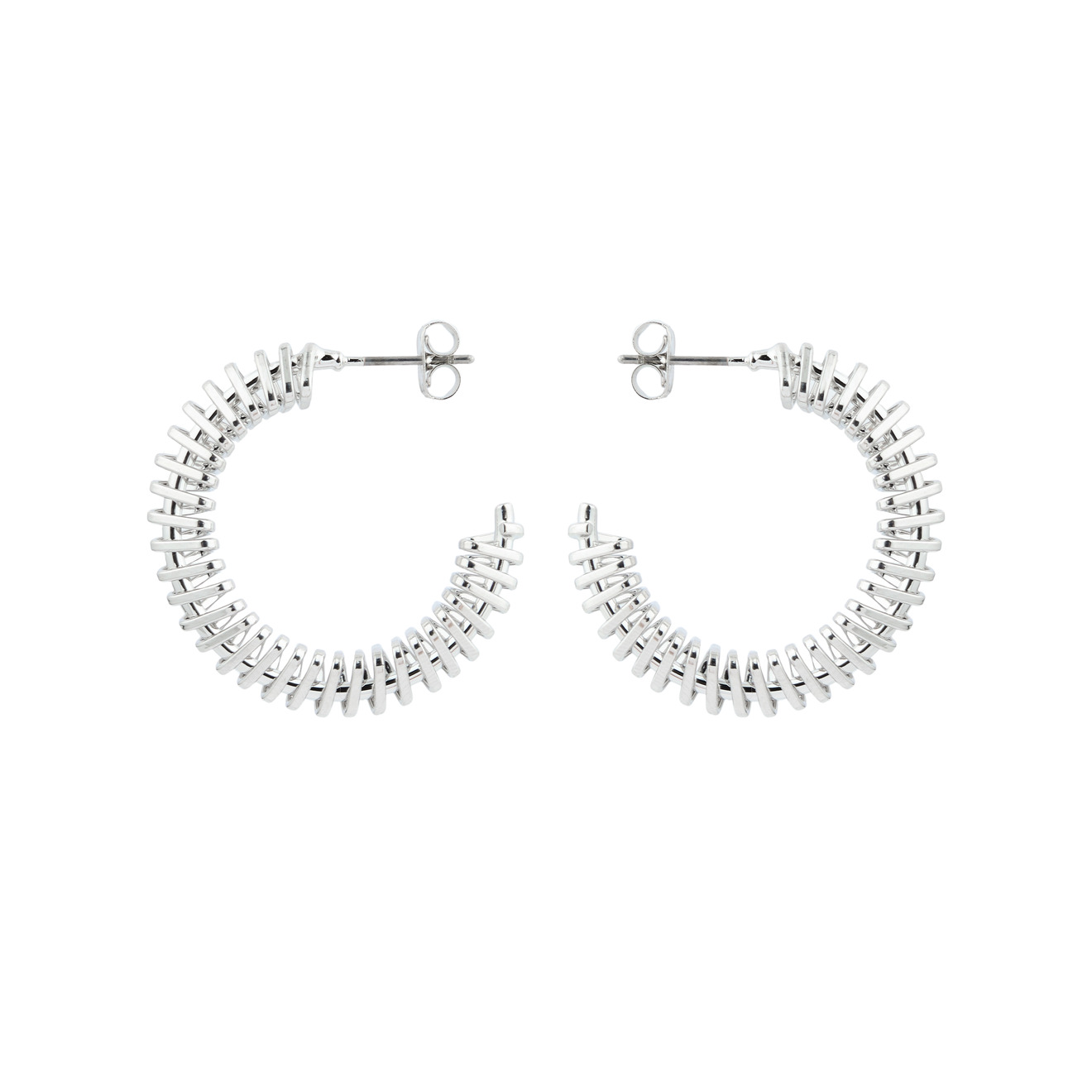 Free Form Jewelry Серебристые серьги-кольца, обвитые спиралью free form jewelry серебристые футуристичные серьги
