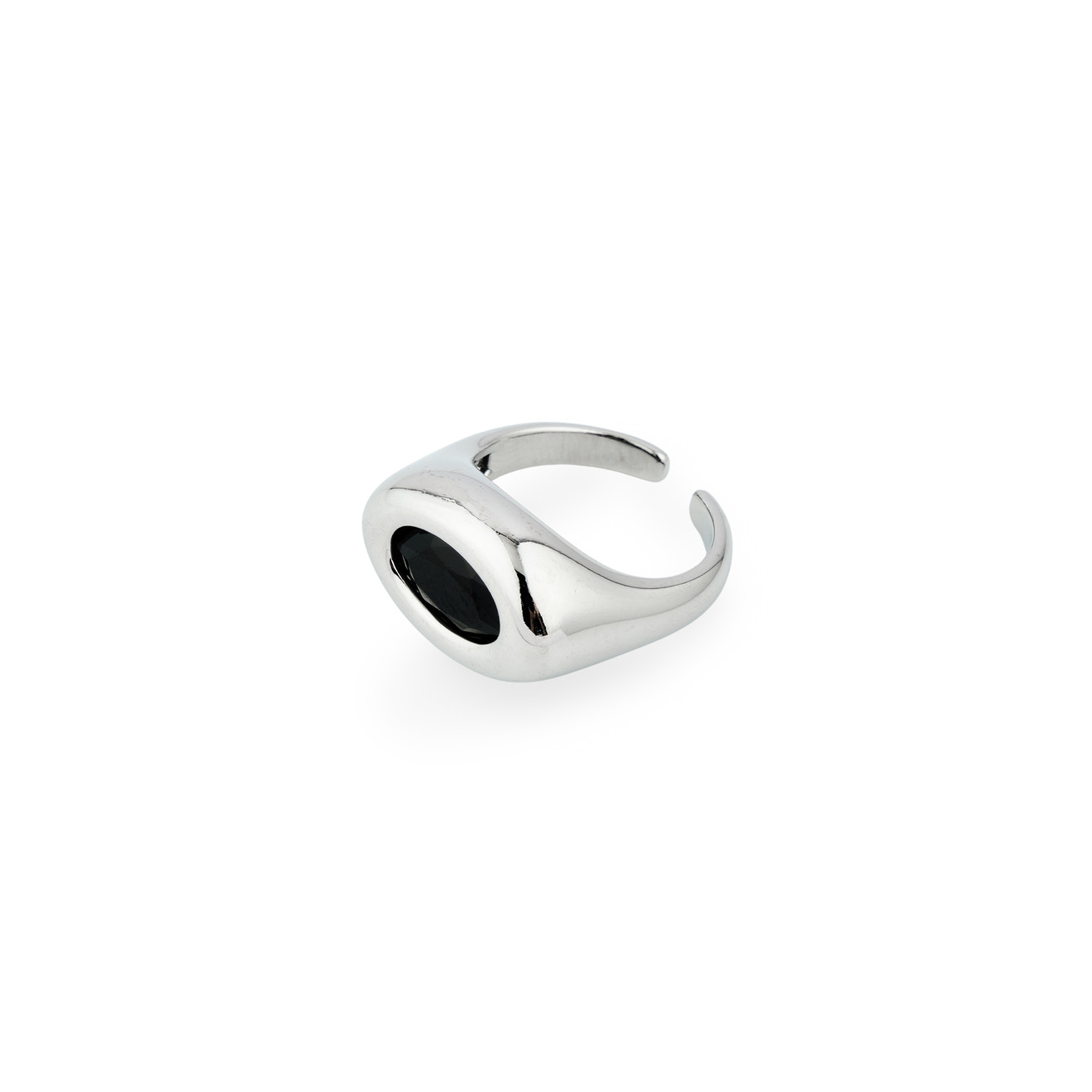 Free Form Jewelry Серебристое кольцо с черным кристалом