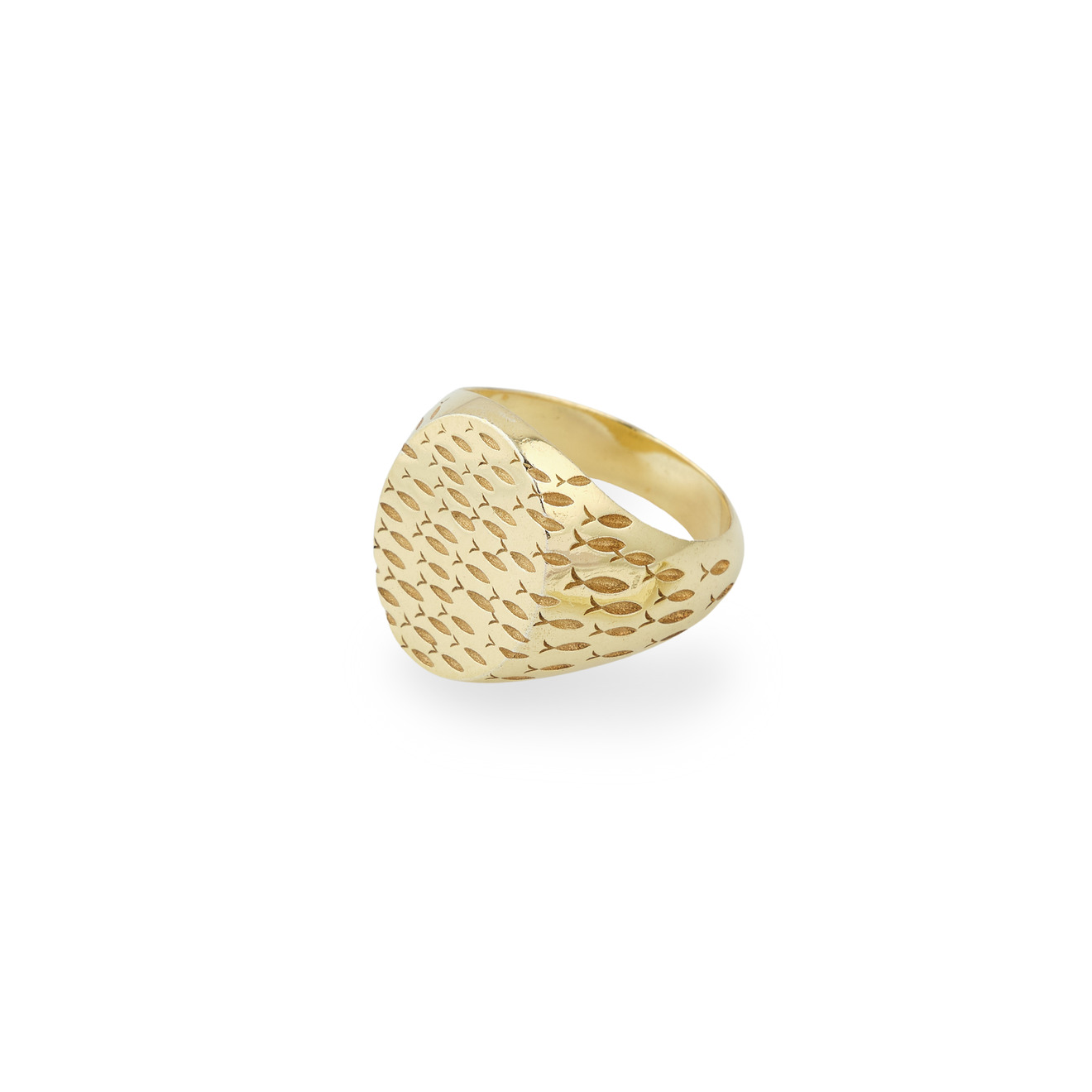 AURA.916 Позолоченное кольцо-печатка из серебра «Рыбка моя»