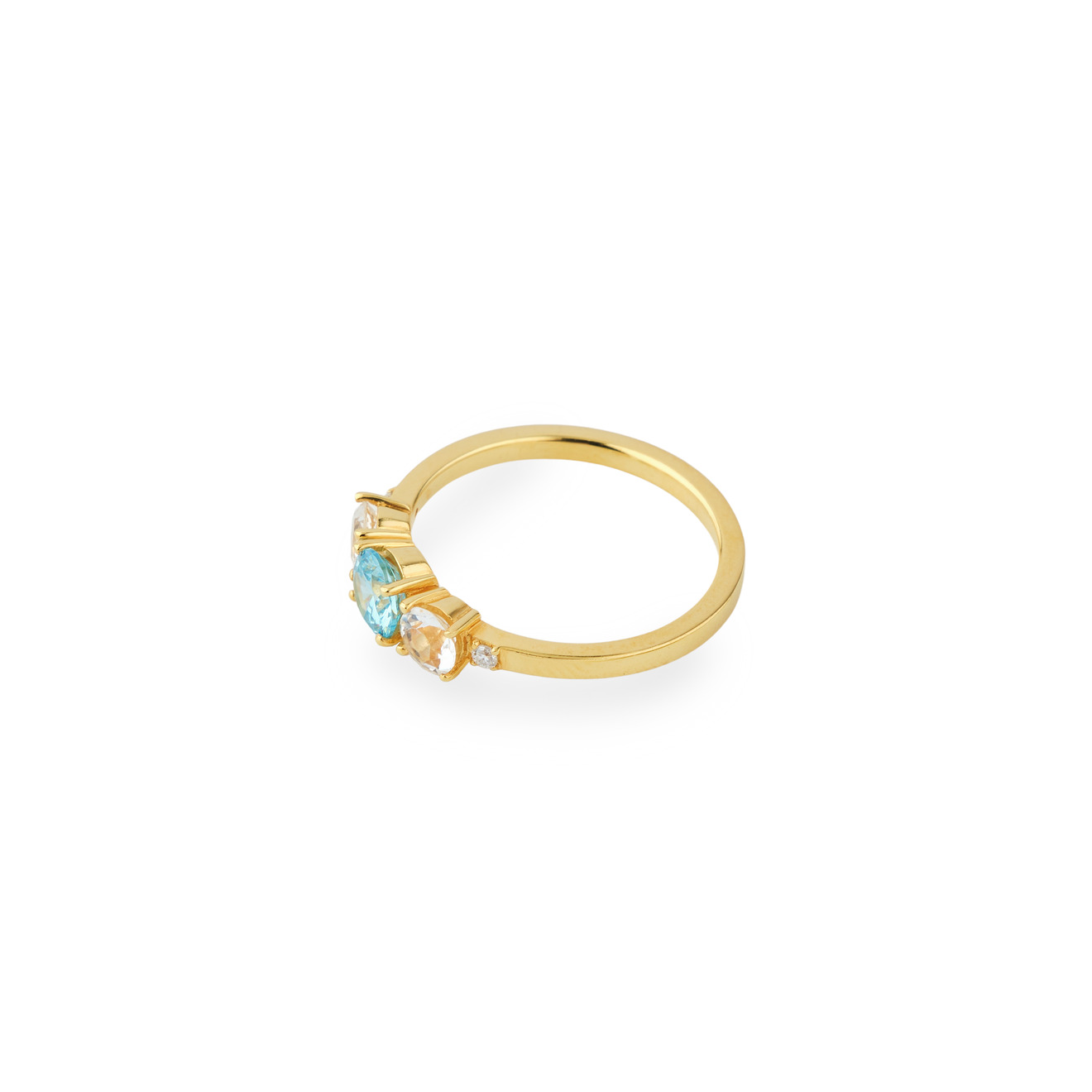 KRASHE jewellery Позолоченное кольцо Liebe, liebe, amore, amore с топазом и муассанитами цена и фото