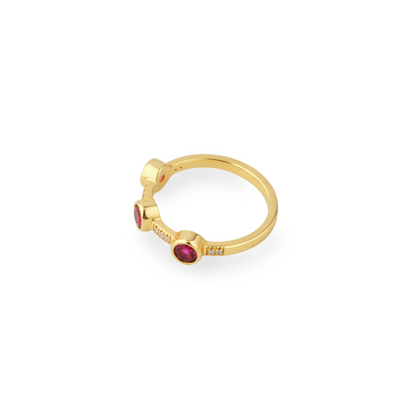 KRASHE jewellery Позолоченное кольцо «Кристаллы поярче» с синтетическими рубинами и муассанитами цена и фото