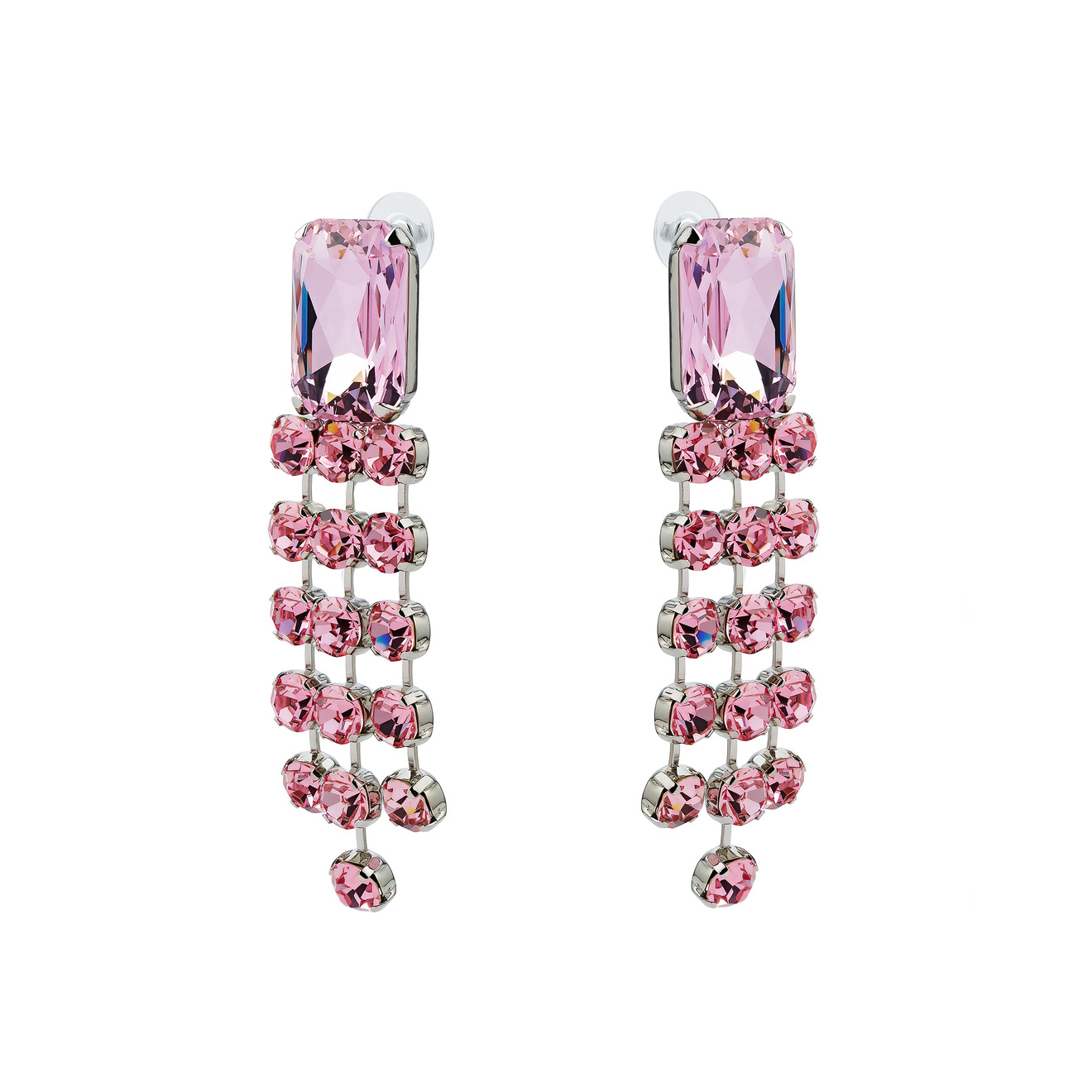 Herald Percy Серьги с подвесками и крупным розовым кристаллом herald percy круглые серебристые серьги с крупным кристаллом