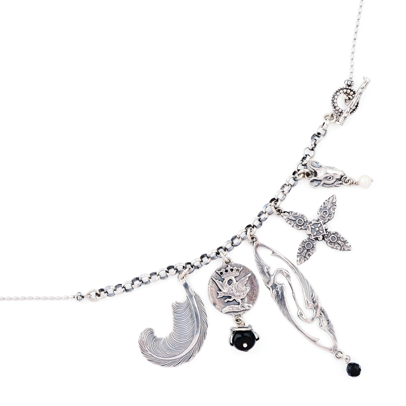 Gem Kingdom Колье с подвесками и жемчугом ожерелье колье цепочка ручной работы с подвесками сердечками и жемчугом soulence