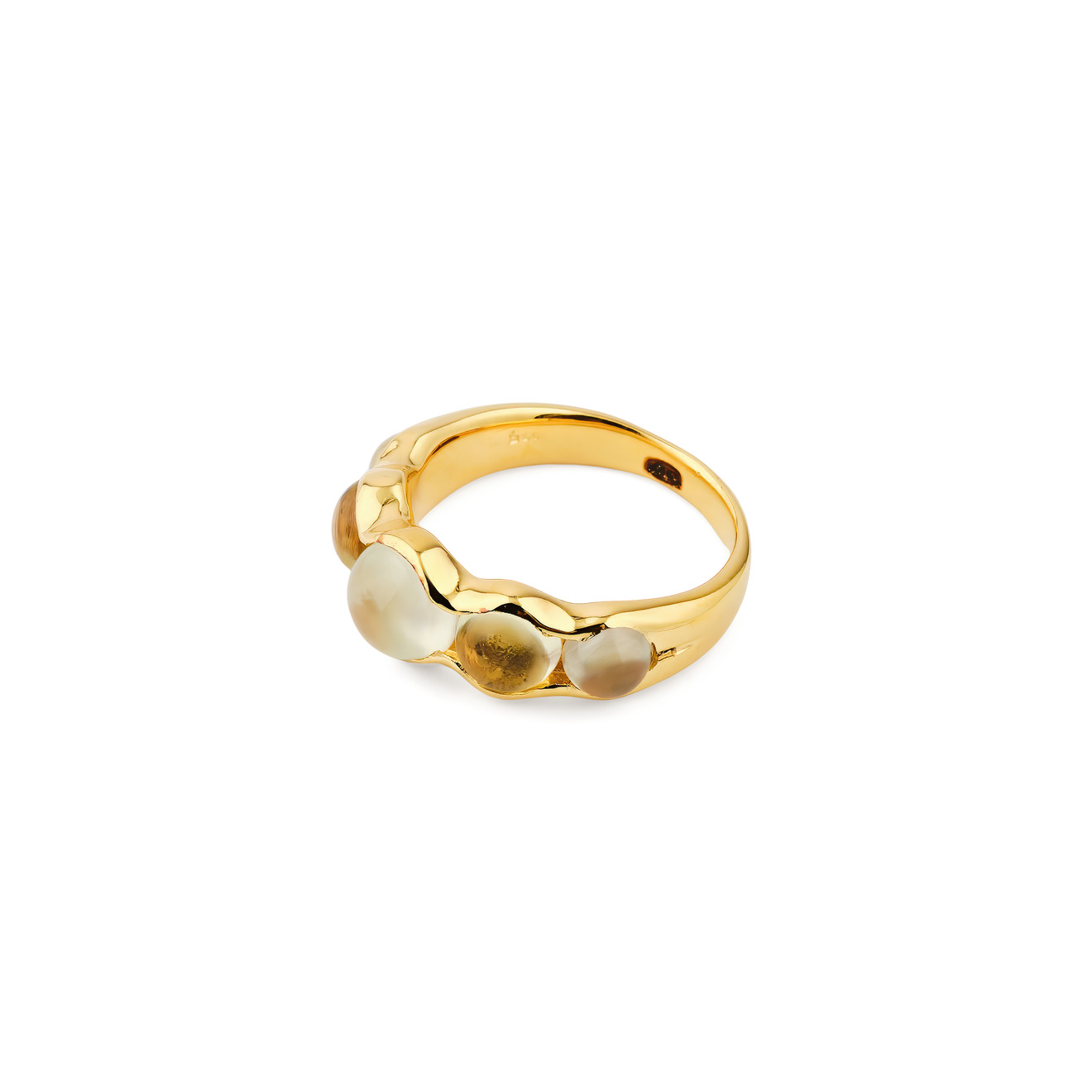 Evren Kayar Позолоченное кольцо Sweet Pea с кварцем и пренитом позолоченное кольцо с розовым кварцем