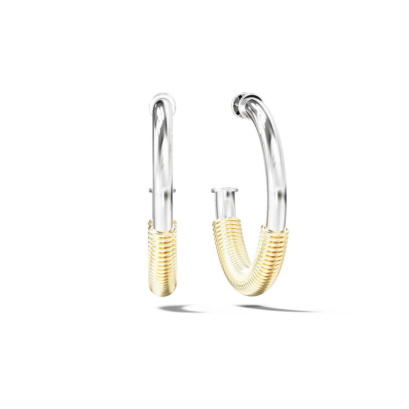 Jewlia Биколорные серьги-кольца из серебра с позолотой khoshtrik биколорные серьги ступеньки из серебра