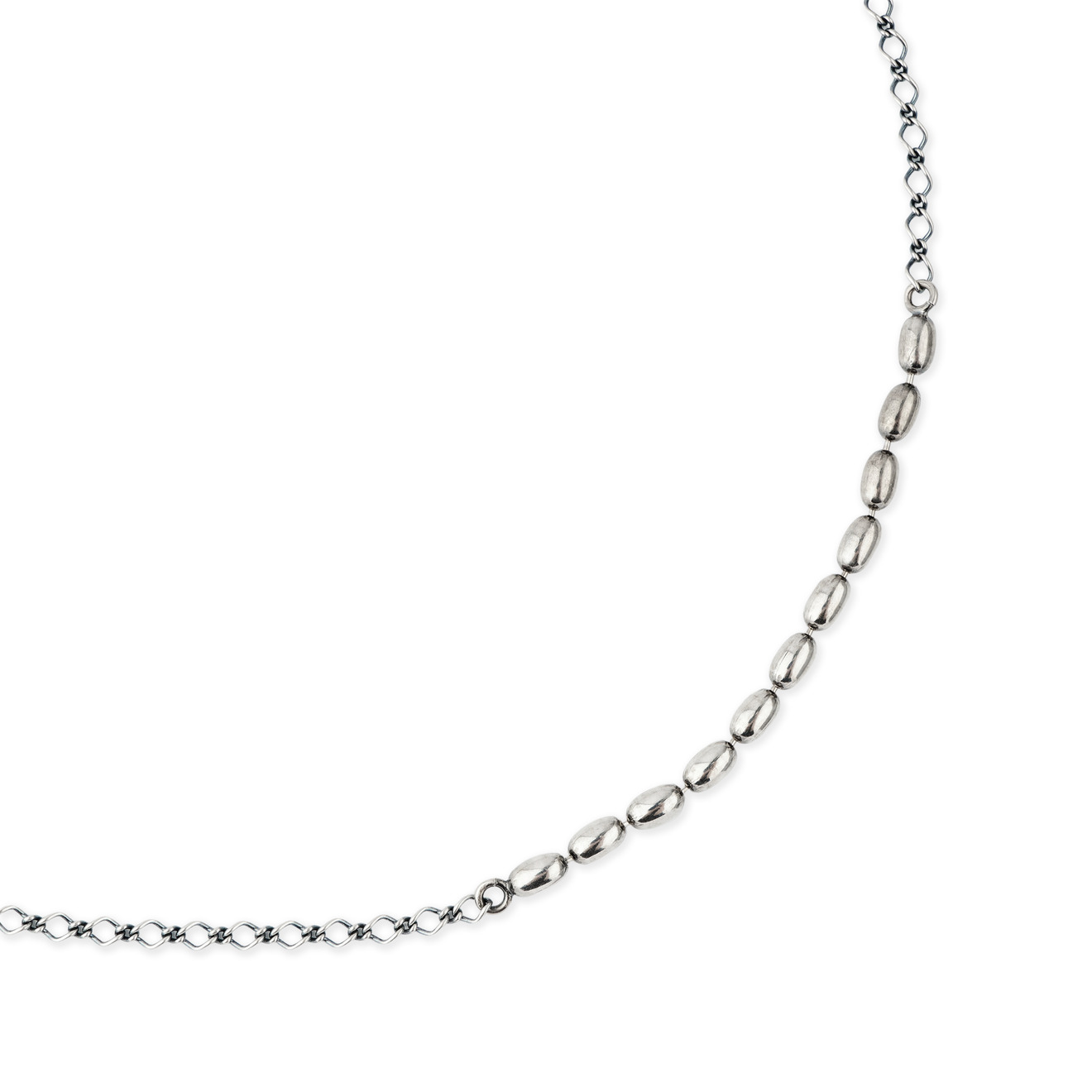 Gem Kingdom Колье-цепь из серебра с овальными бусинами gem kingdom колье цепь из серебра с круглыми бусинами