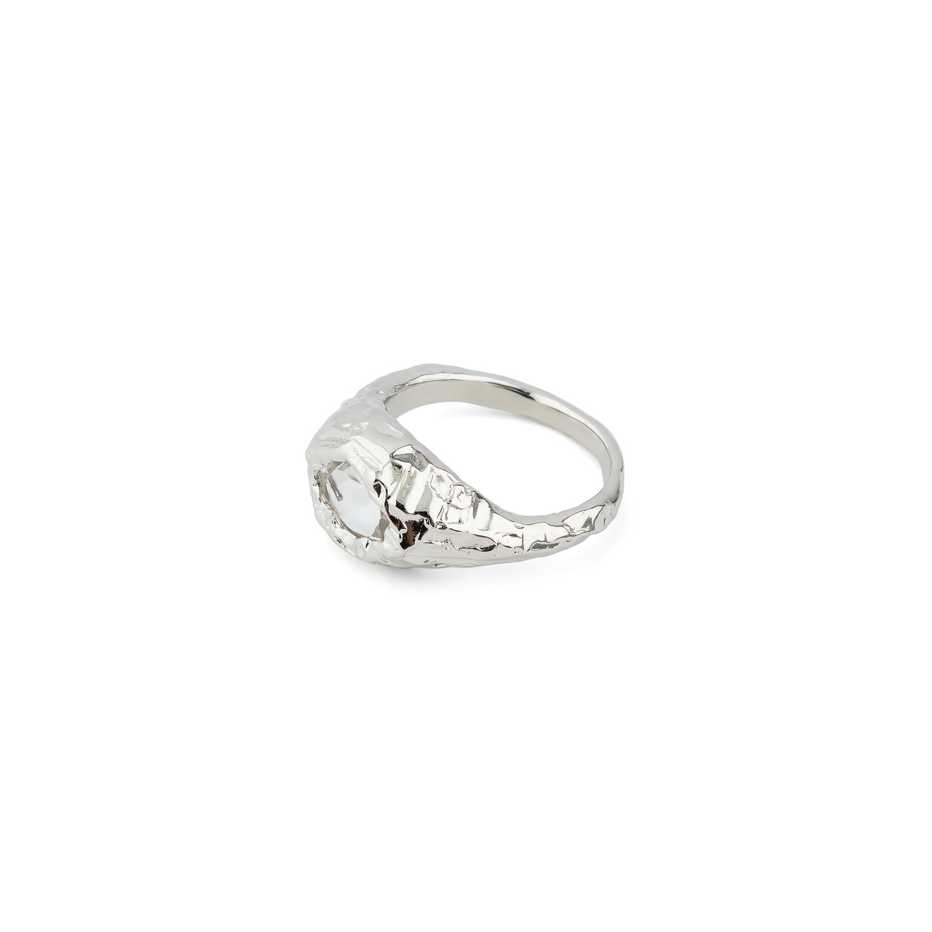 Ringstone Серебристая печатка Elle с горным хрусталем lalique серебряное кольцо печатка с черным хрусталем