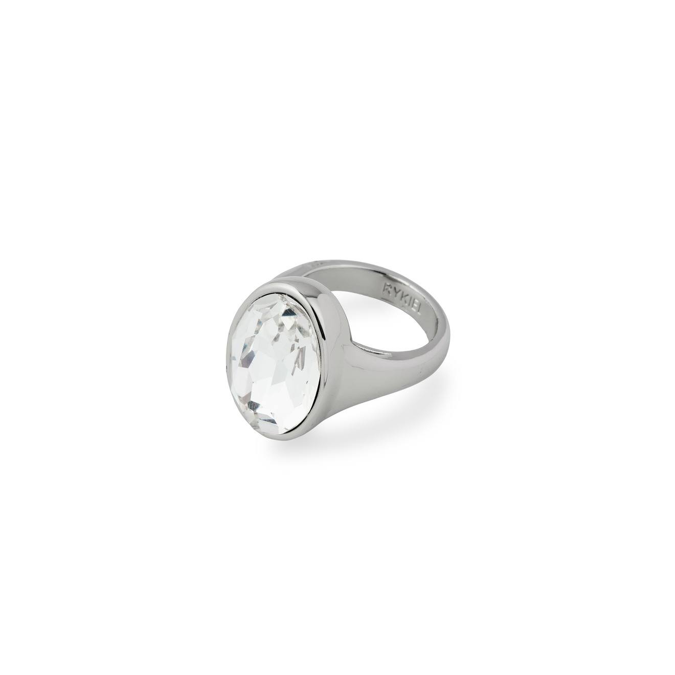 SONIA RYKIEL Объемное серебристое кольцо с кристаллом sonia rykiel золотистый браслет с белыми кристаллами
