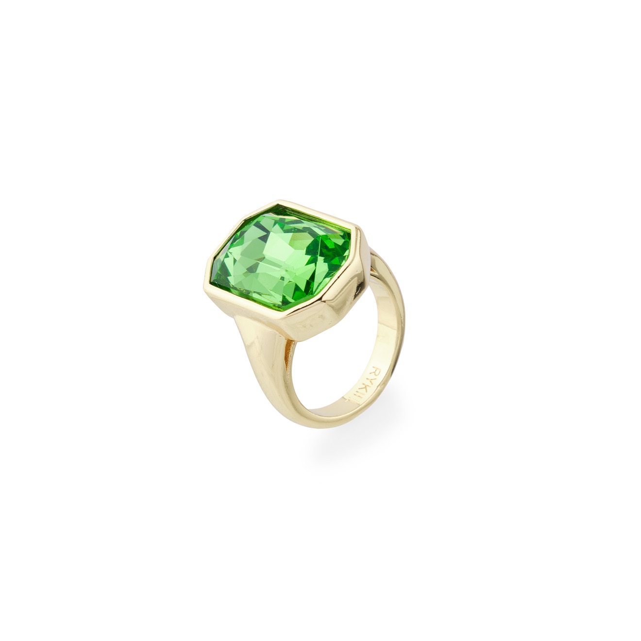 SONIA RYKIEL Золотистое кольцо с зеленым кристаллом цена и фото