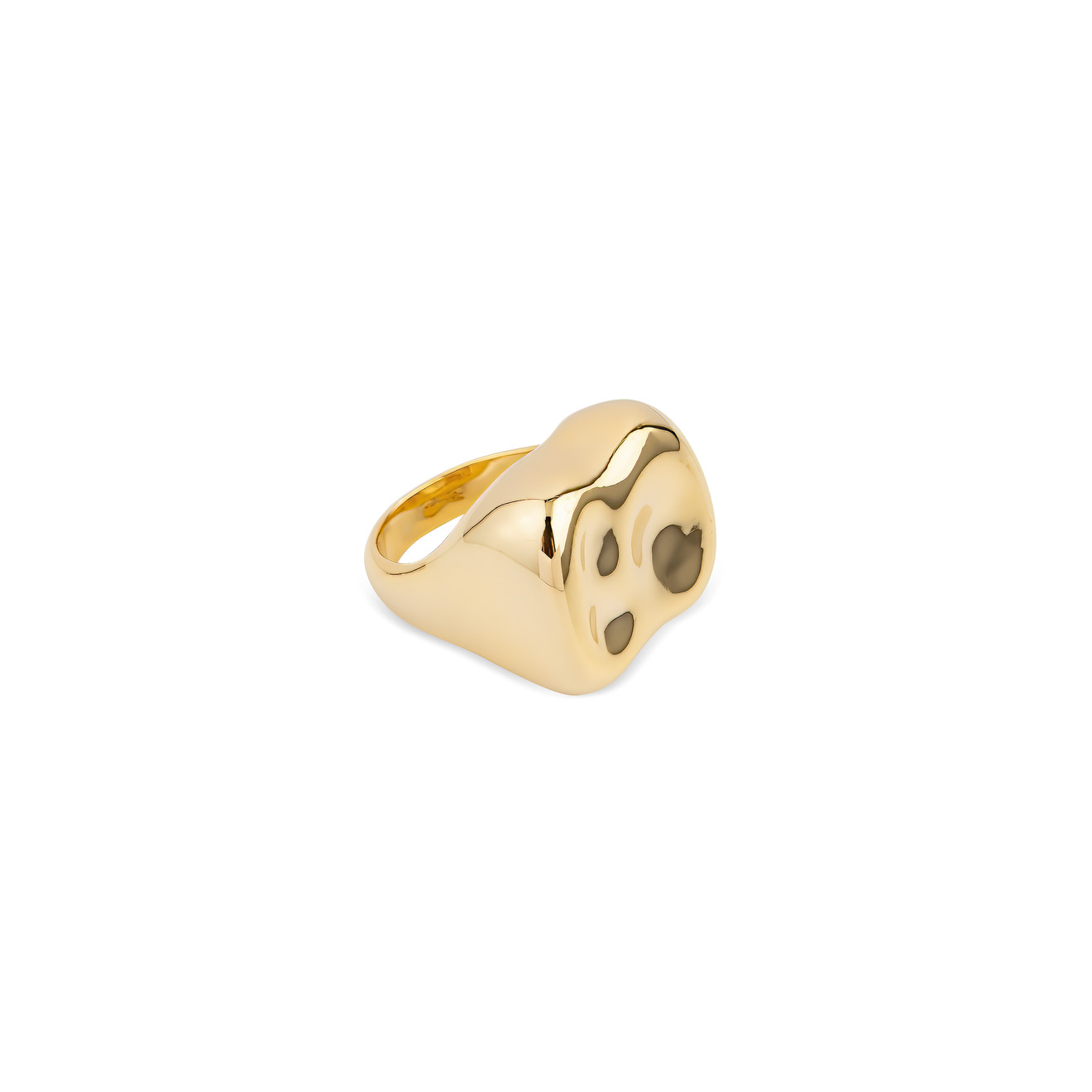 Free Form Jewelry Золотистое мятое кольцо-печатка aqua золотистое кольцо печатка с белым сердцем