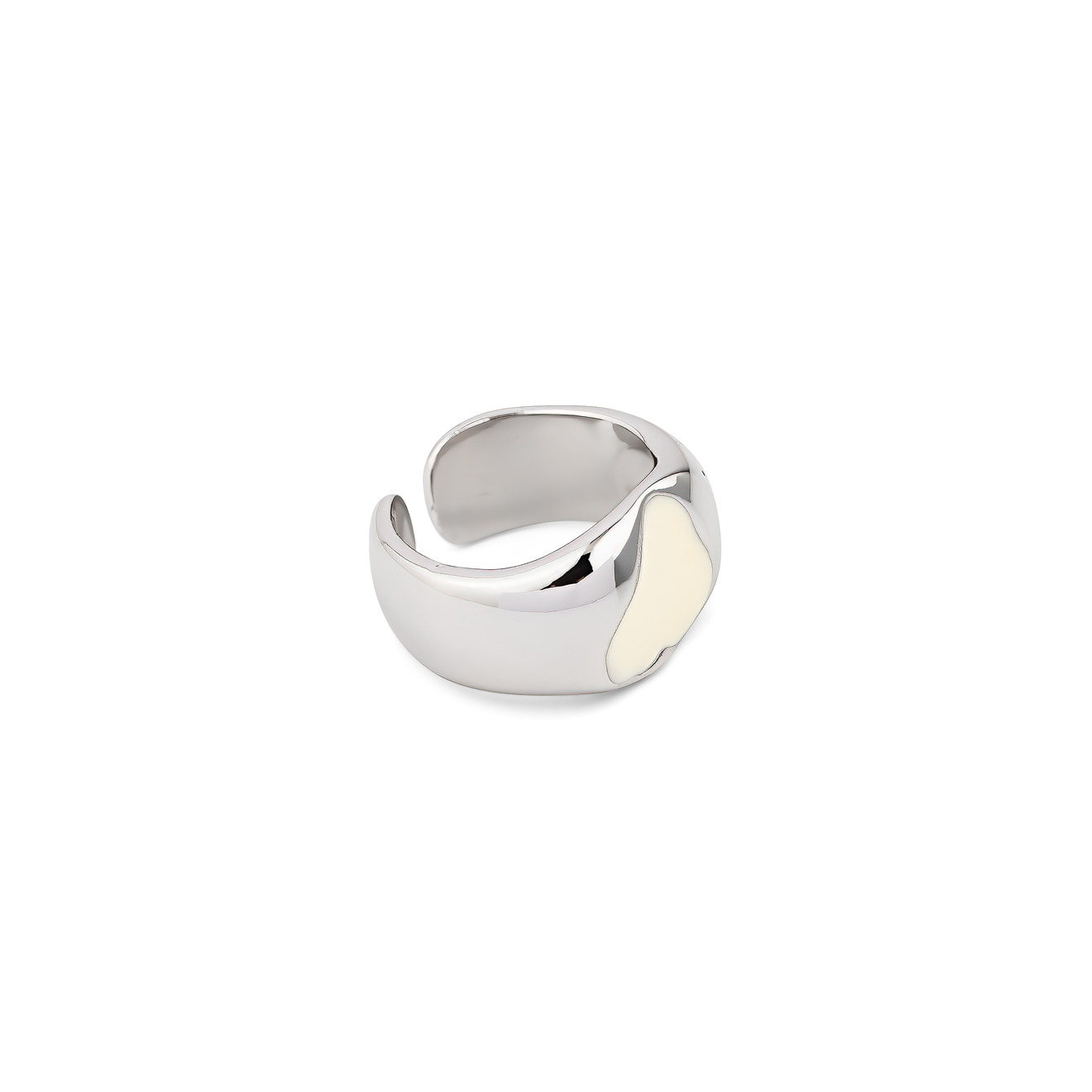 Free Form Jewelry Кольцо серебристое с белым сердечком колье free form jewelry серебристое темное с жемчугом 1 шт