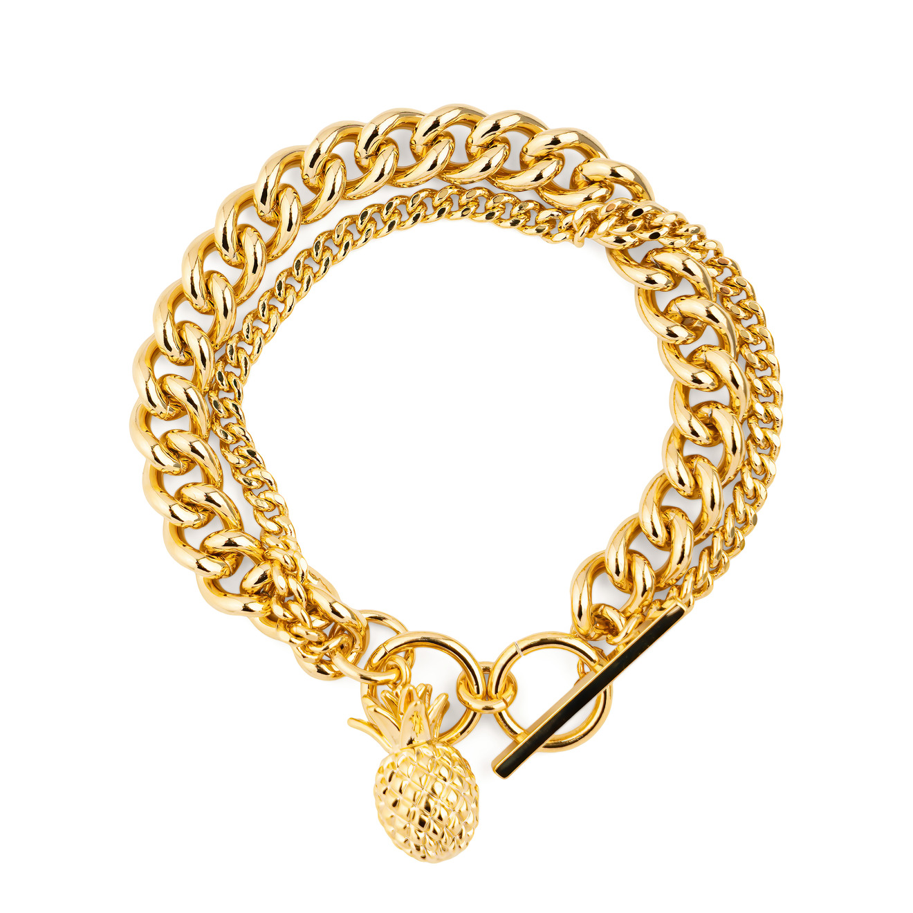 Free Form Jewelry Двойной золотистый браслет с ананасом lisa smith золотистый открытый браслет с античным мужским ликом
