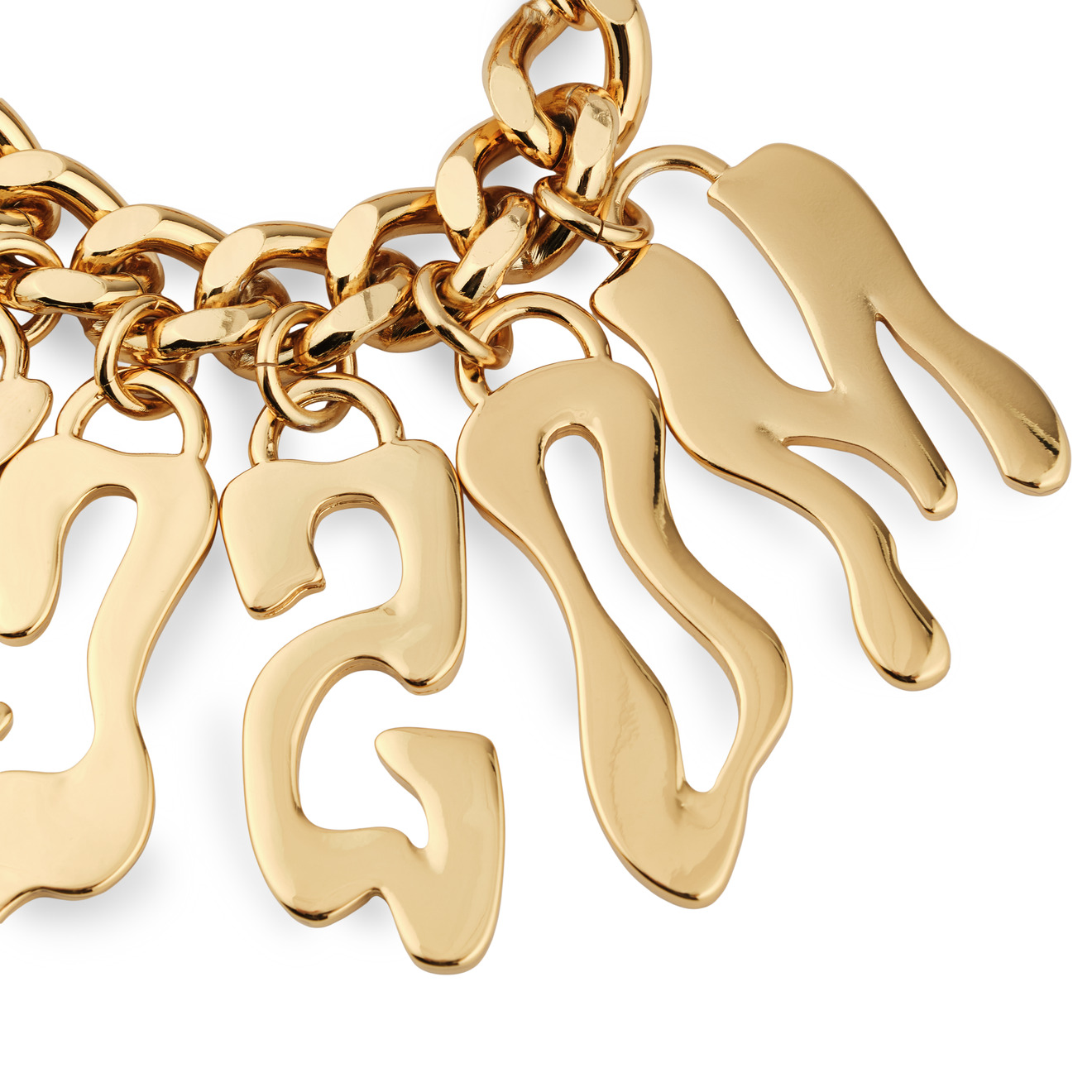 Moschino Золотистый браслет-цепь с расплывчатыми буквами aqua золотистый браслет цепь из крупных звеньев