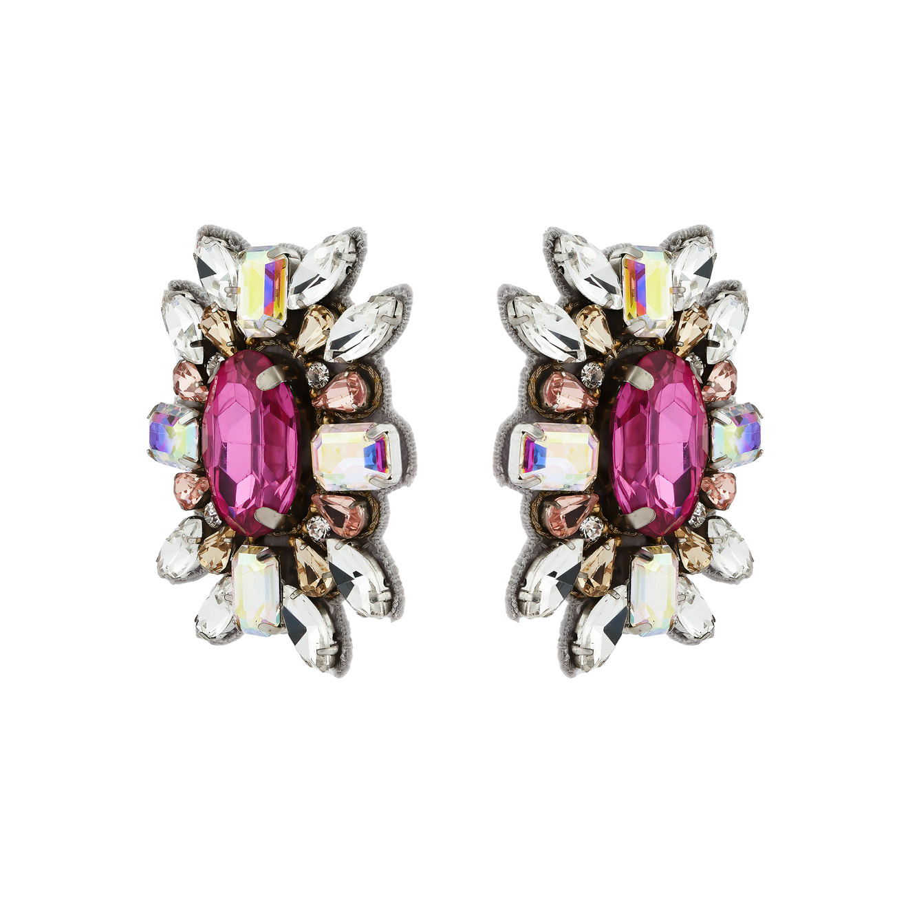 Moschino Овальные клипсы в виде цветов с розовыми кристаллами konplott клипсы gems riot с бордовыми кристаллами