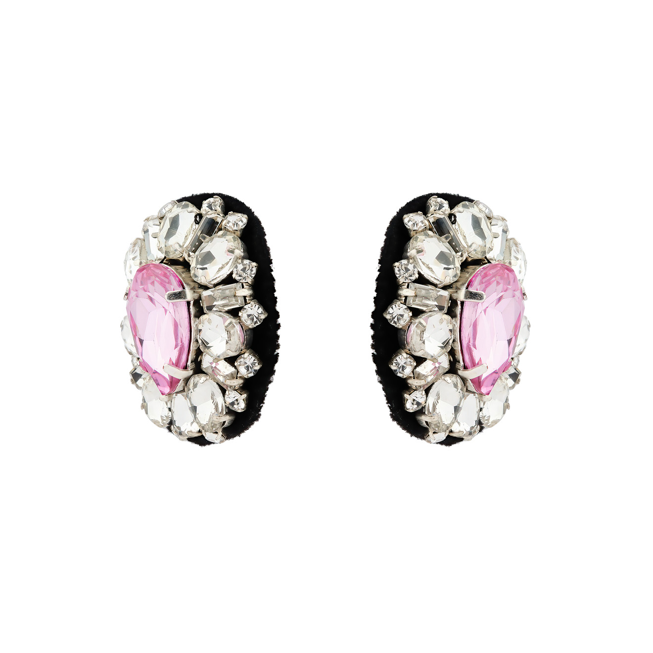 цена Moschino Овальные клипсы с розовым кристаллом в центре