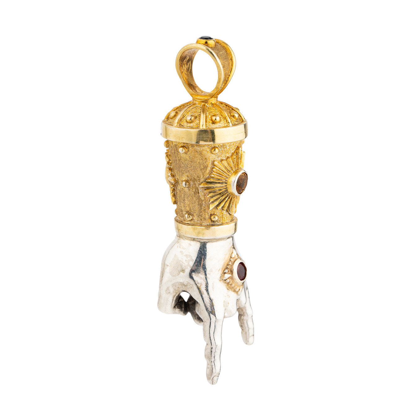 Anastasia Simes Позолоченный кулон большой из серебра «Рок-н-ролл» с бриллиантом, рубином и цитринами poche позолоченный съемный кулон на цепи из серебра и желтой эмалью