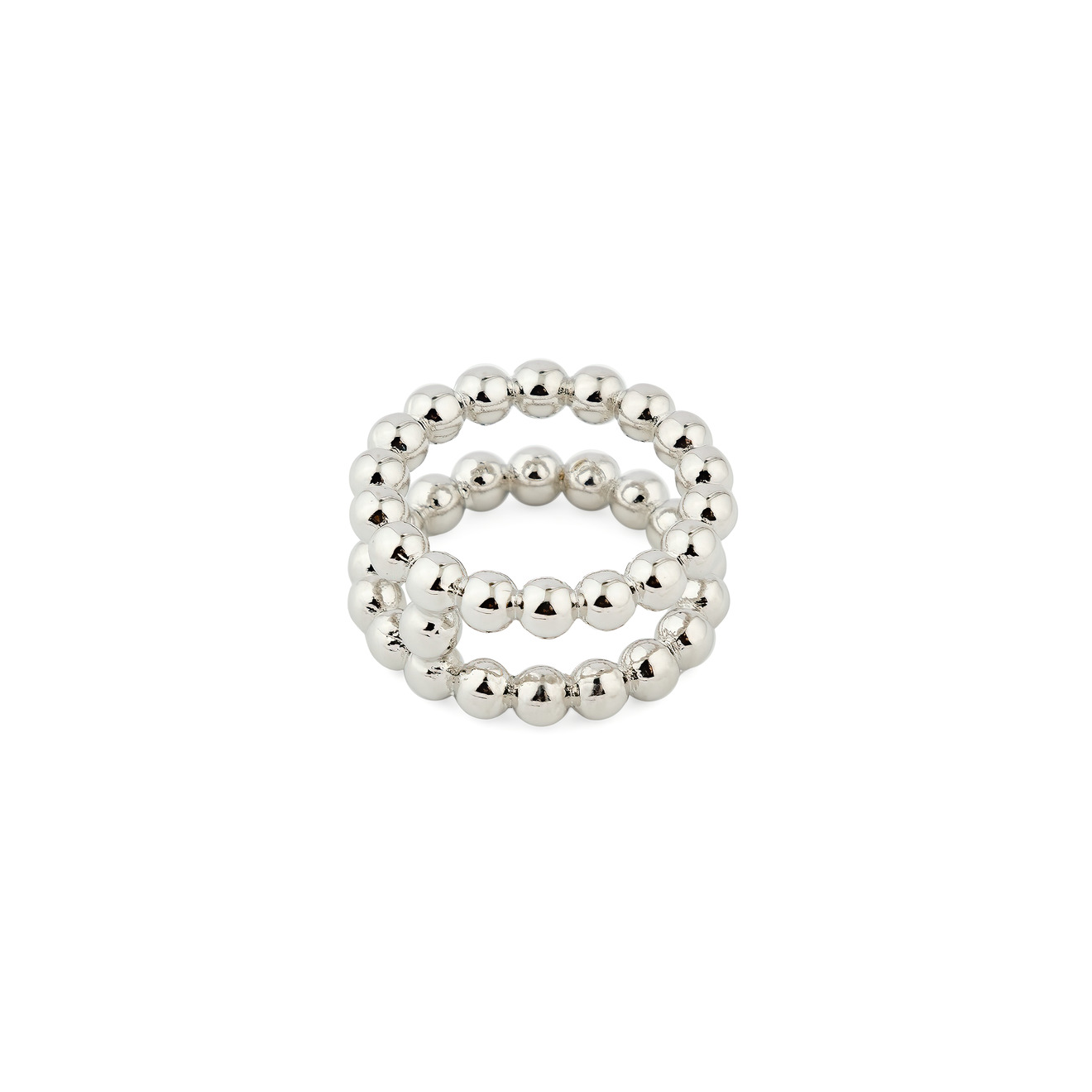 Aqua Двойное серебристое кольцо из шариков lisa smith серебристое кольцо из множества бусин